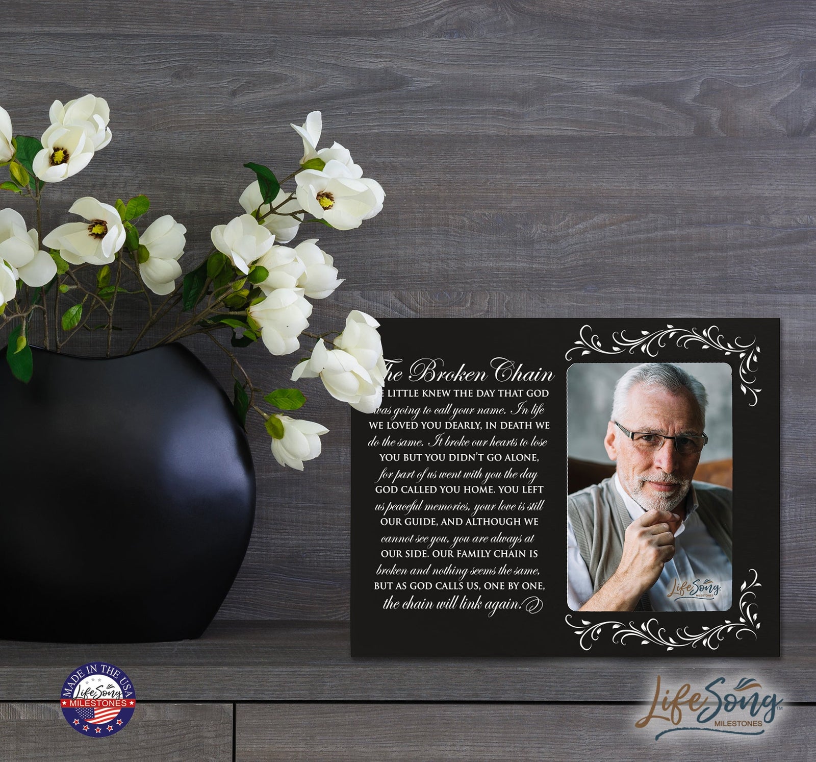 Personalized Memorial Photo Frame - The Broken Chain - LifeSong Milestones