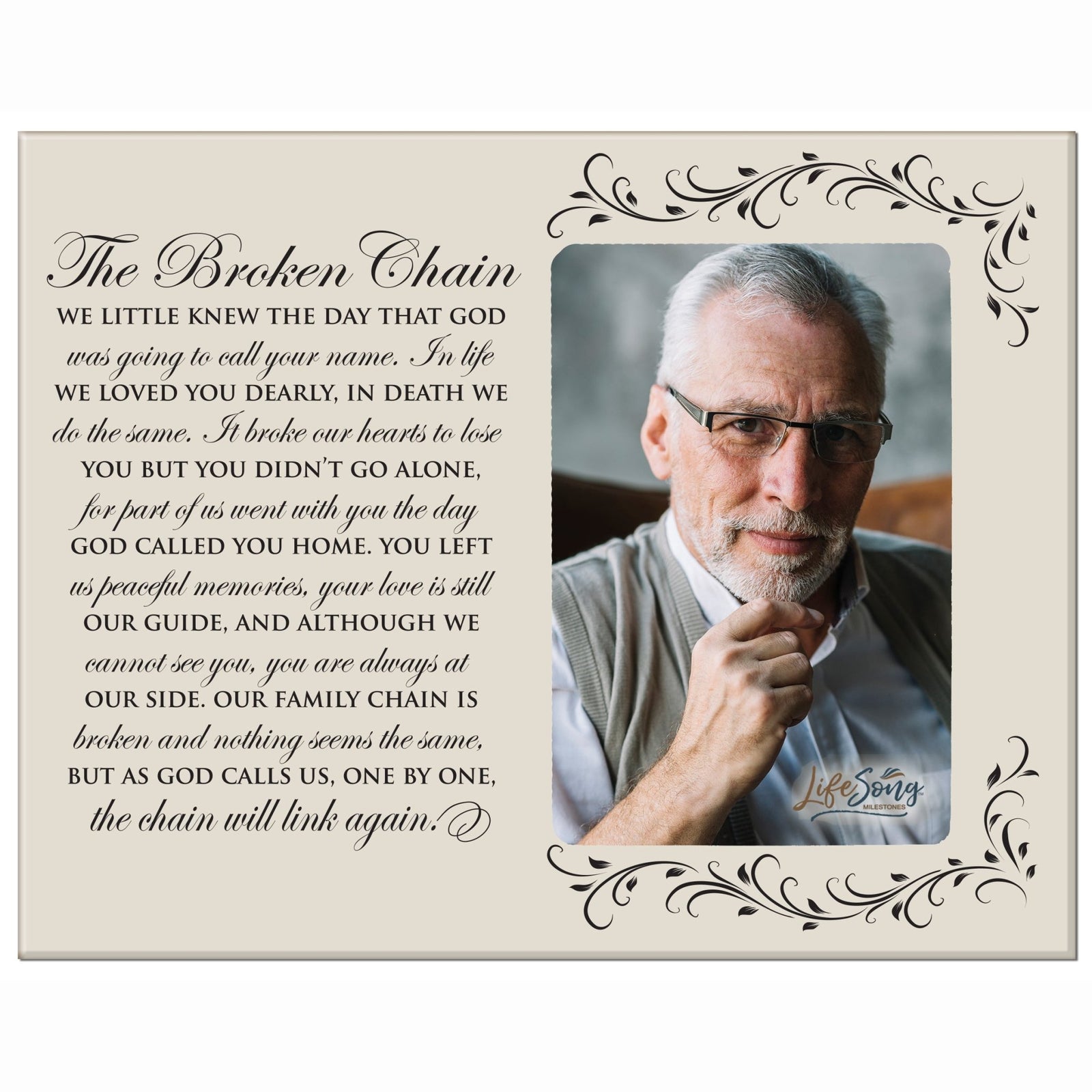 Personalized Memorial Photo Frame - The Broken Chain - LifeSong Milestones