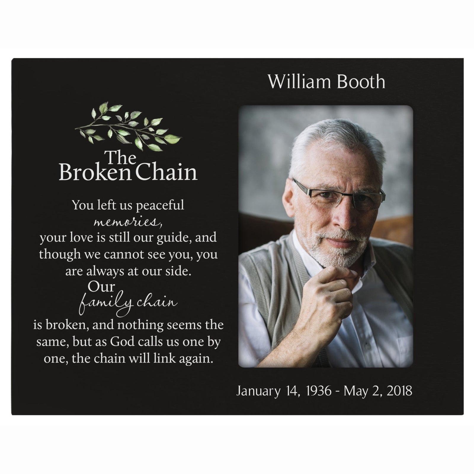 Personalized Memorial Photo Frame - The Broken Chain - LifeSong Milestones