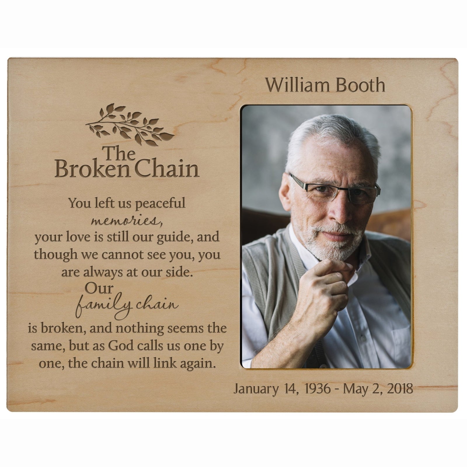 Personalized Memorial Photo Frame - The Broken Chain - LifeSong Milestones