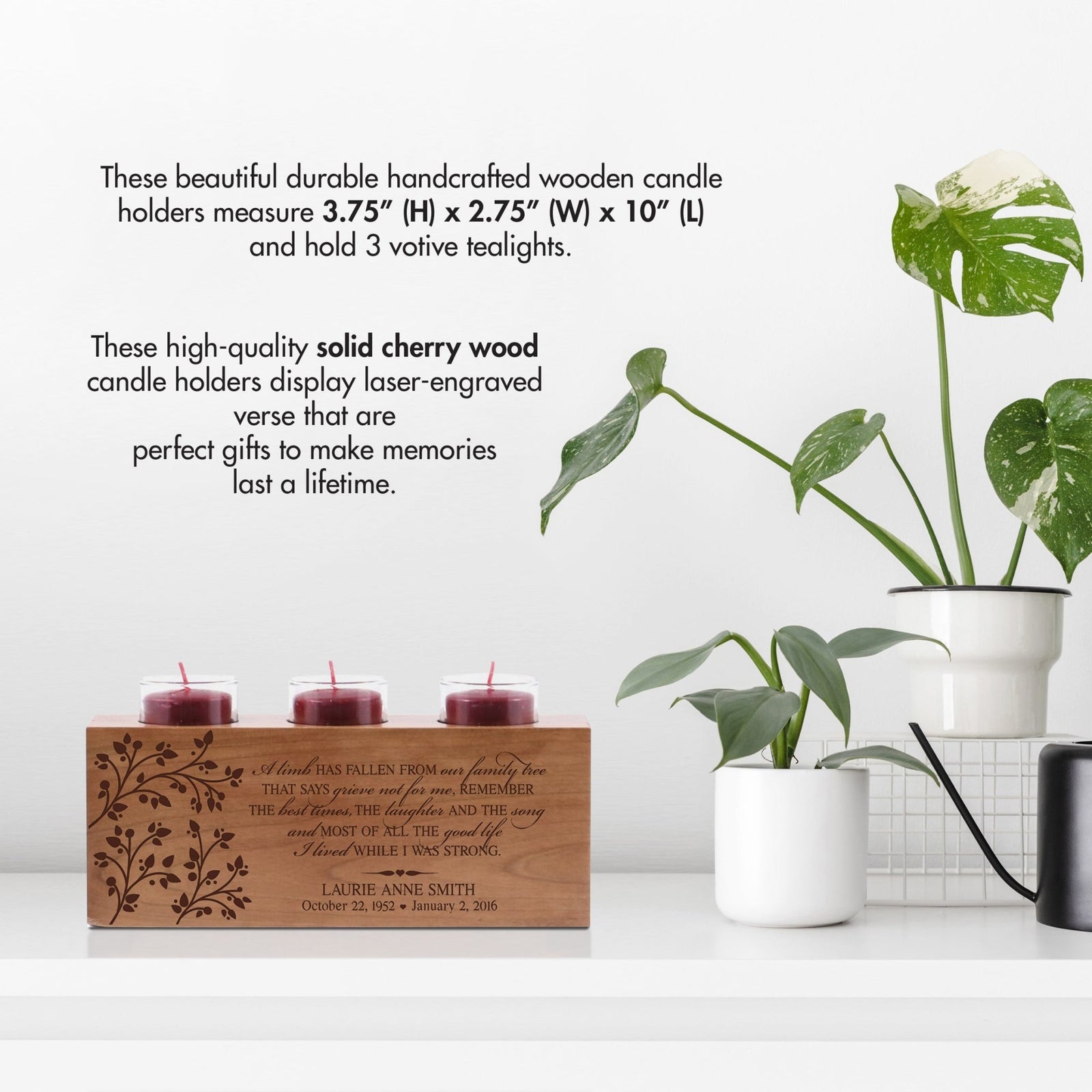 Personalized Memorial Sympathy Gift Candle Holder - A Limb Has Fallen - LifeSong Milestones