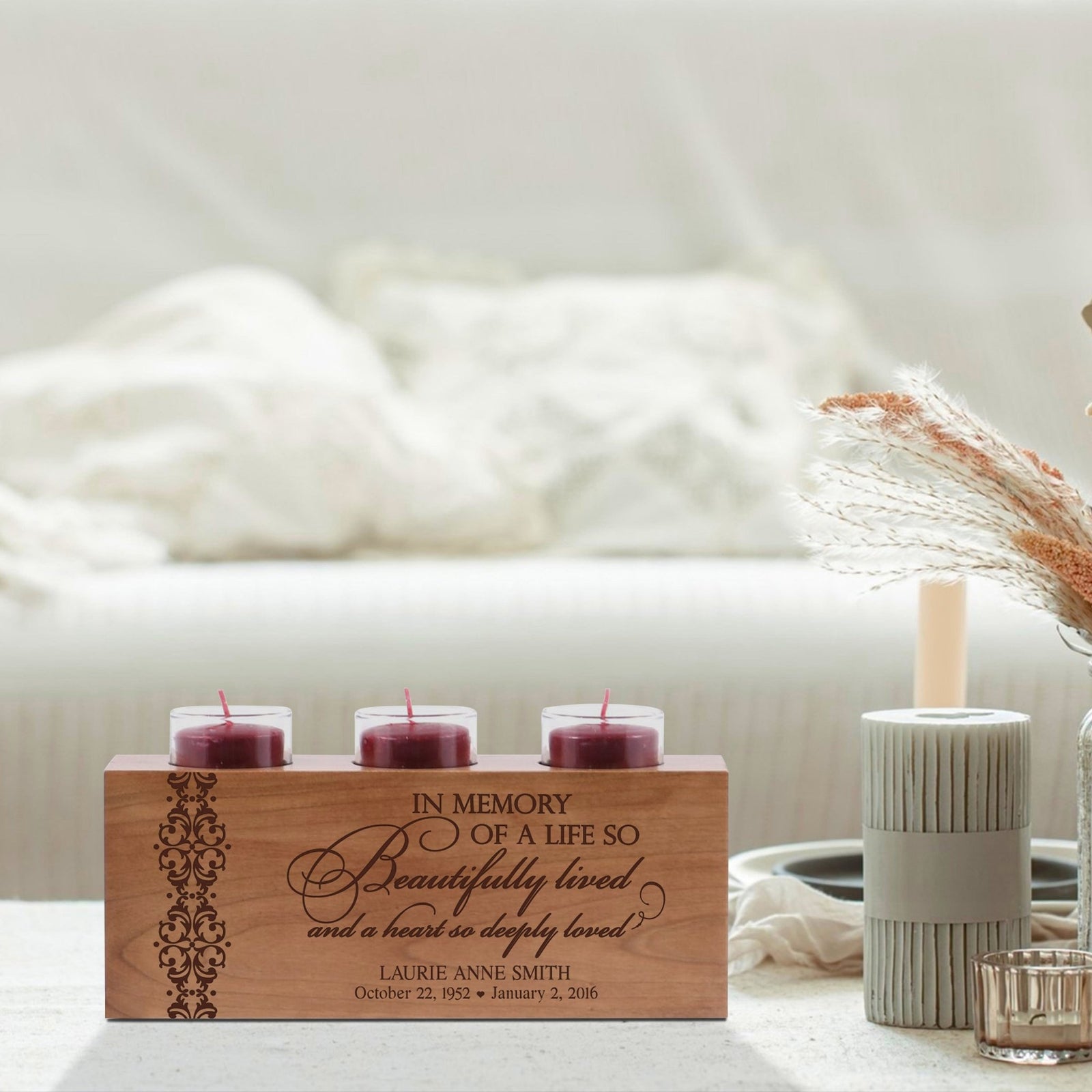 Personalized Memorial Sympathy Gift Candle Holder - A Limb Has Fallen - LifeSong Milestones