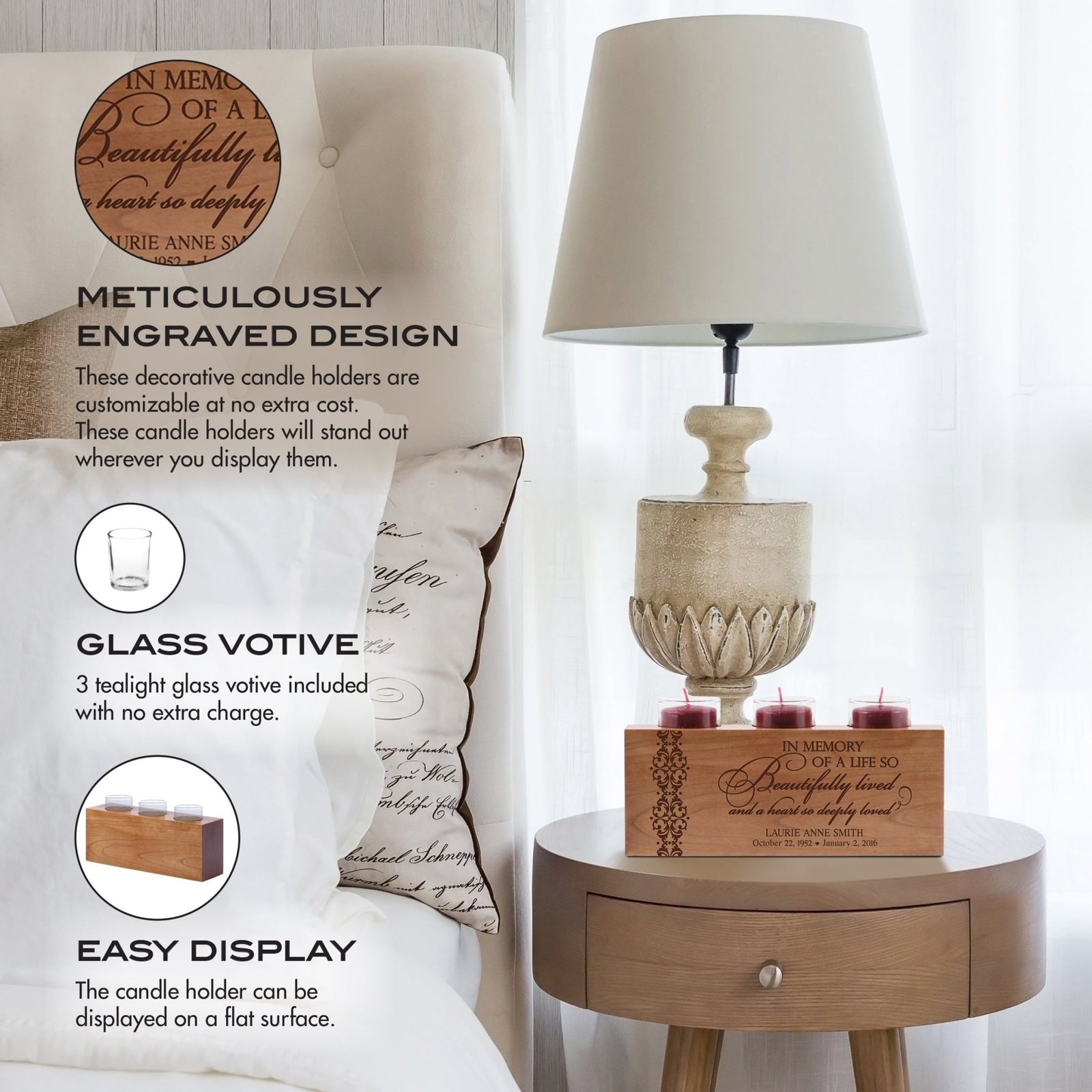 Personalized Memorial Sympathy Gift Candle Holder - A Limb Has Fallen - LifeSong Milestones