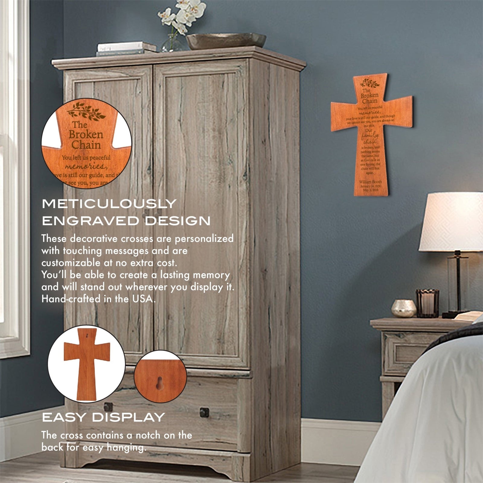 Personalized Memorial Wall Cross 12”x17”- The Broken Chain 2 - LifeSong Milestones