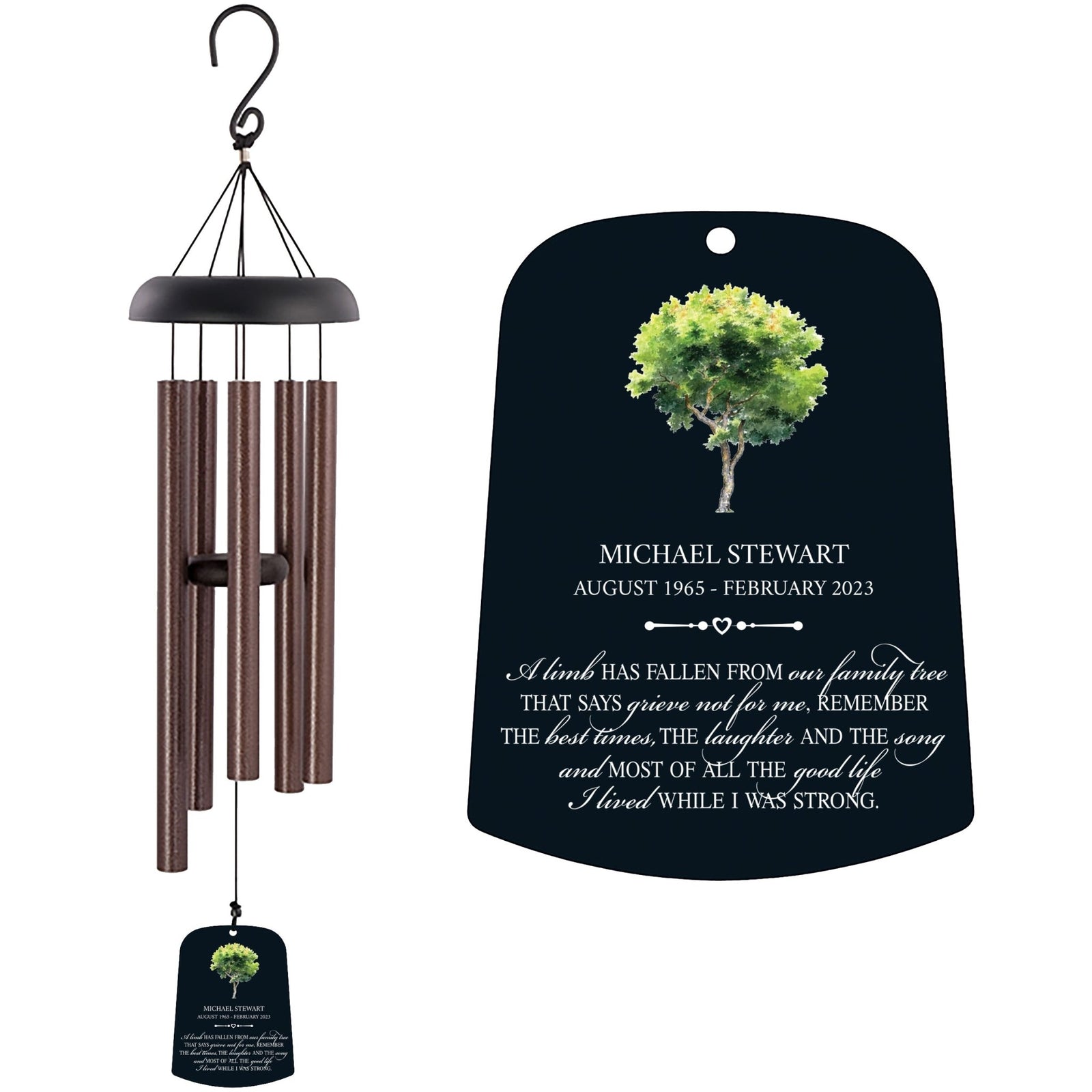 Personalized Memorial Wind Chime Sail Sympathy Gift - A Limb Has Fallen - LifeSong Milestones