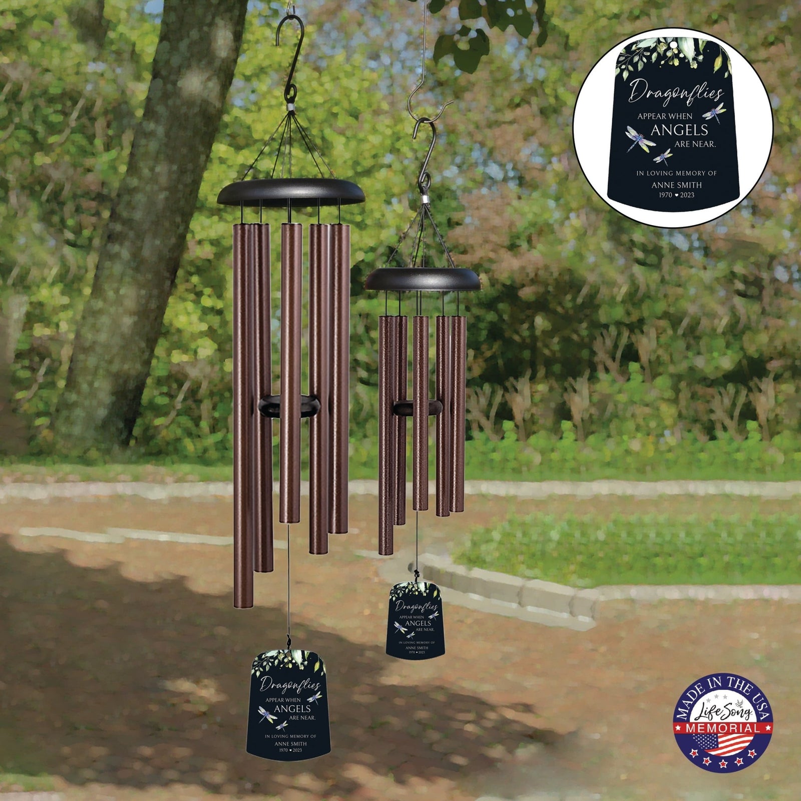 Personalized Memorial Wind Chime Sail Sympathy Gift - Angels Are Near - LifeSong Milestones