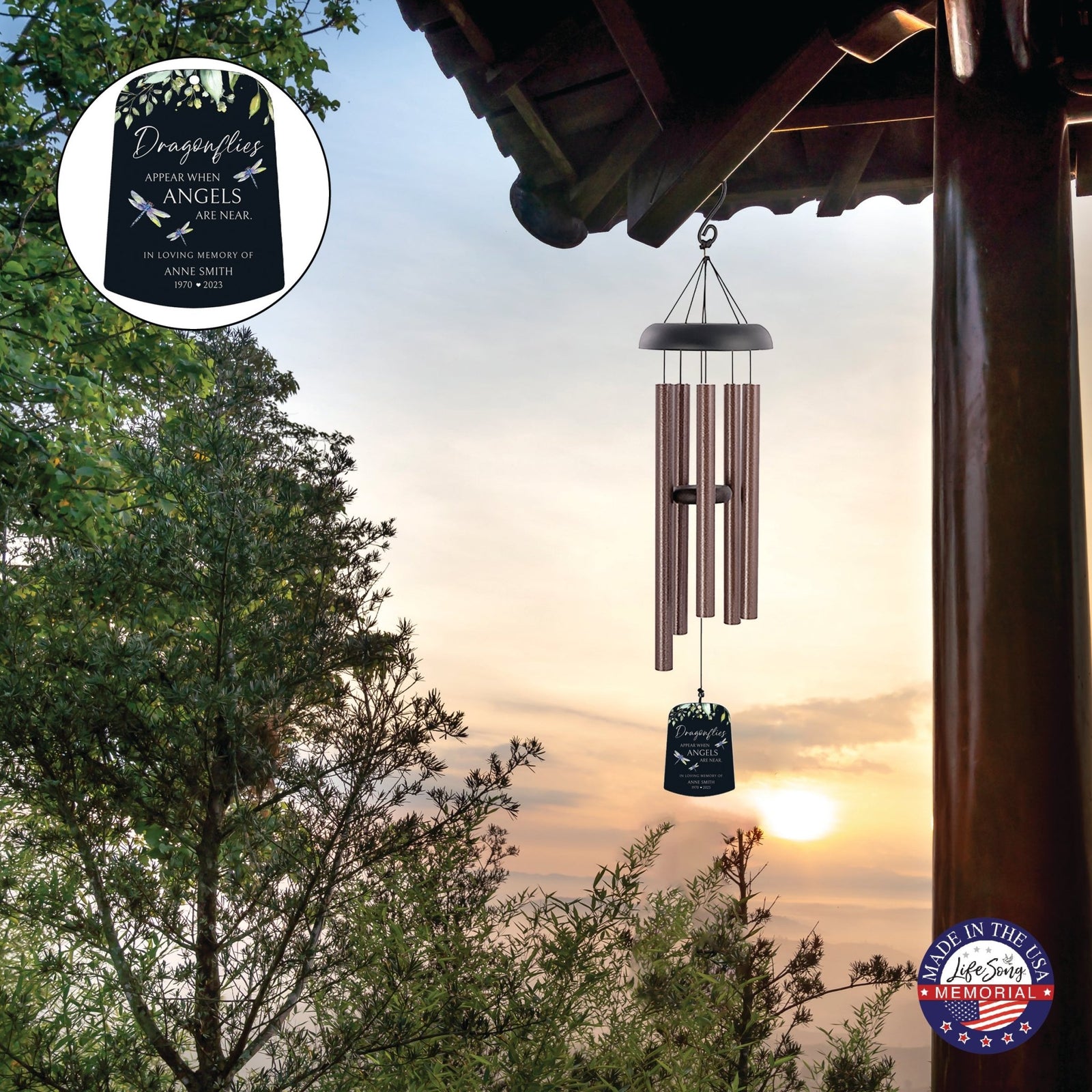Personalized Memorial Wind Chime Sail Sympathy Gift - Angels Are Near - LifeSong Milestones