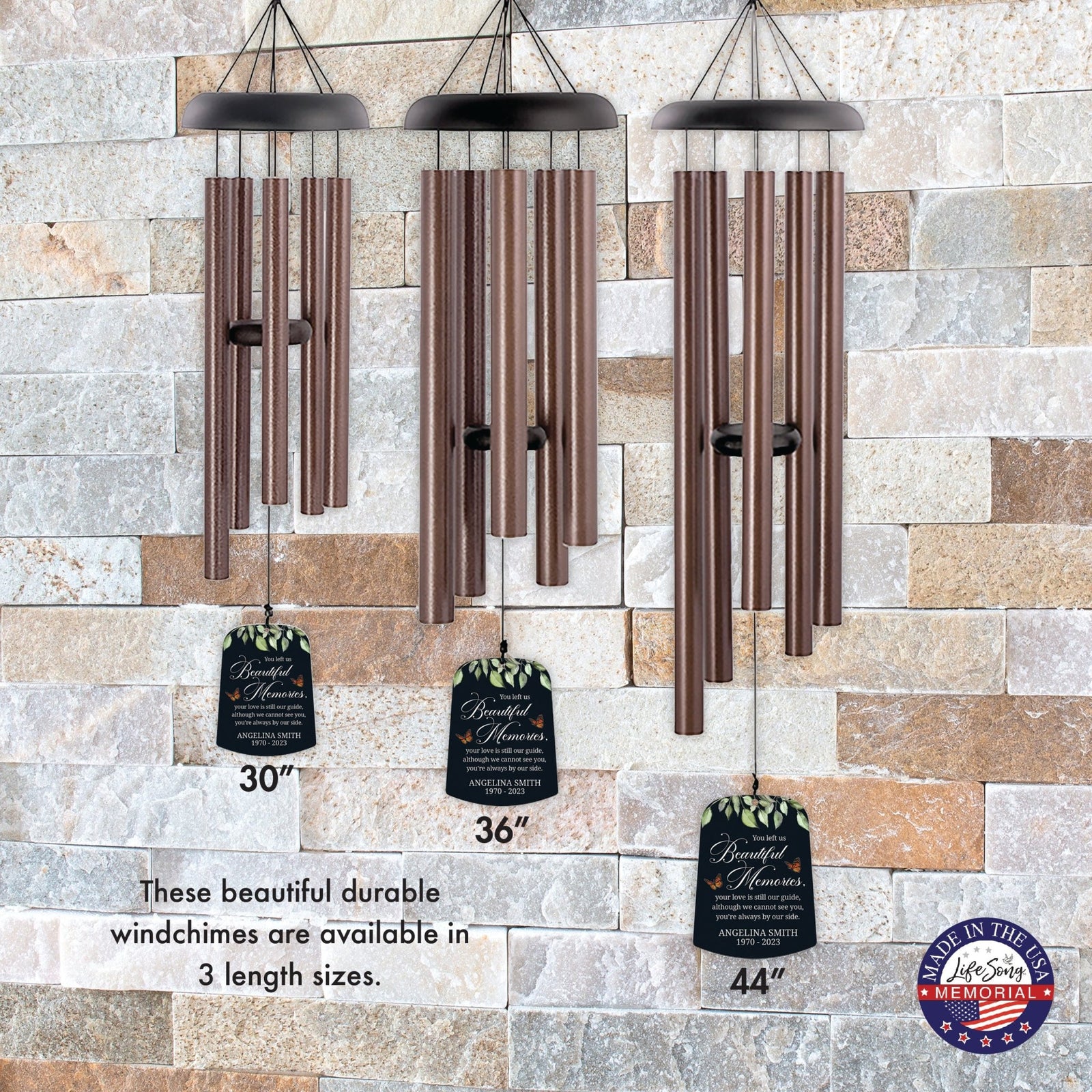 Personalized Memorial Wind Chime Sail Sympathy Gift - Beautiful Memories - LifeSong Milestones