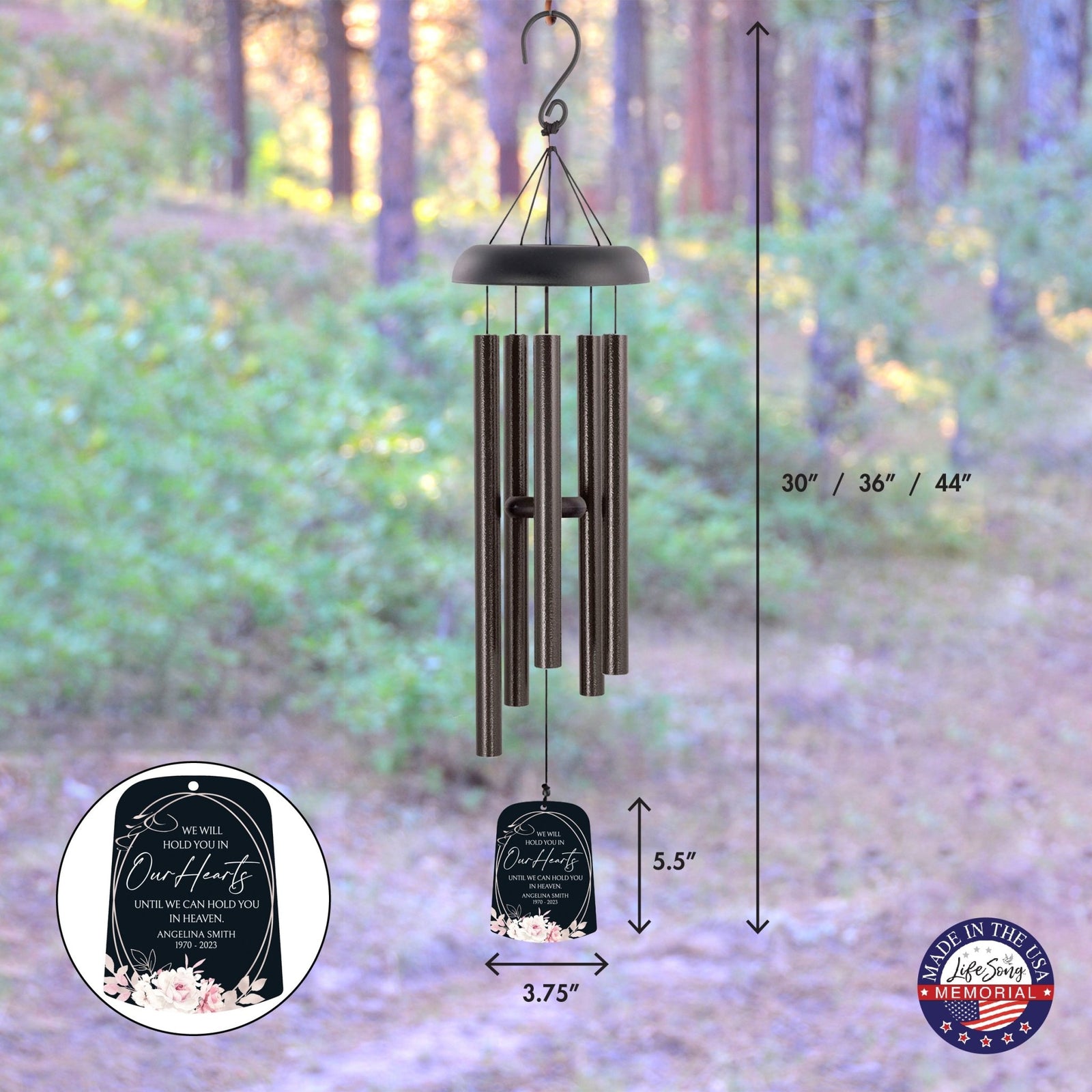 Personalized Memorial Wind Chime Sail Sympathy Gift - Hold You In Our Hearts - LifeSong Milestones