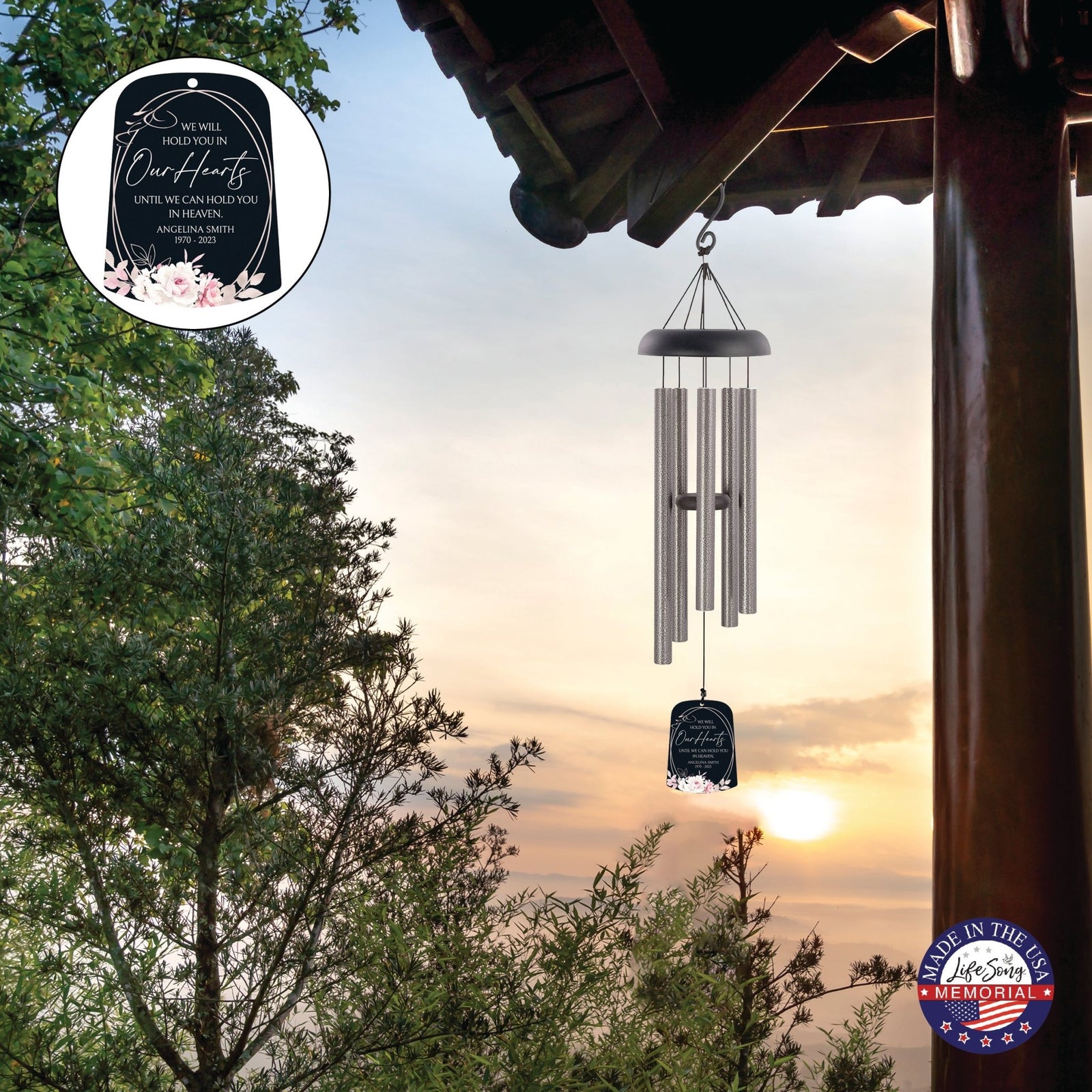 Personalized Memorial Wind Chime Sail Sympathy Gift - Hold You In Our Hearts - LifeSong Milestones