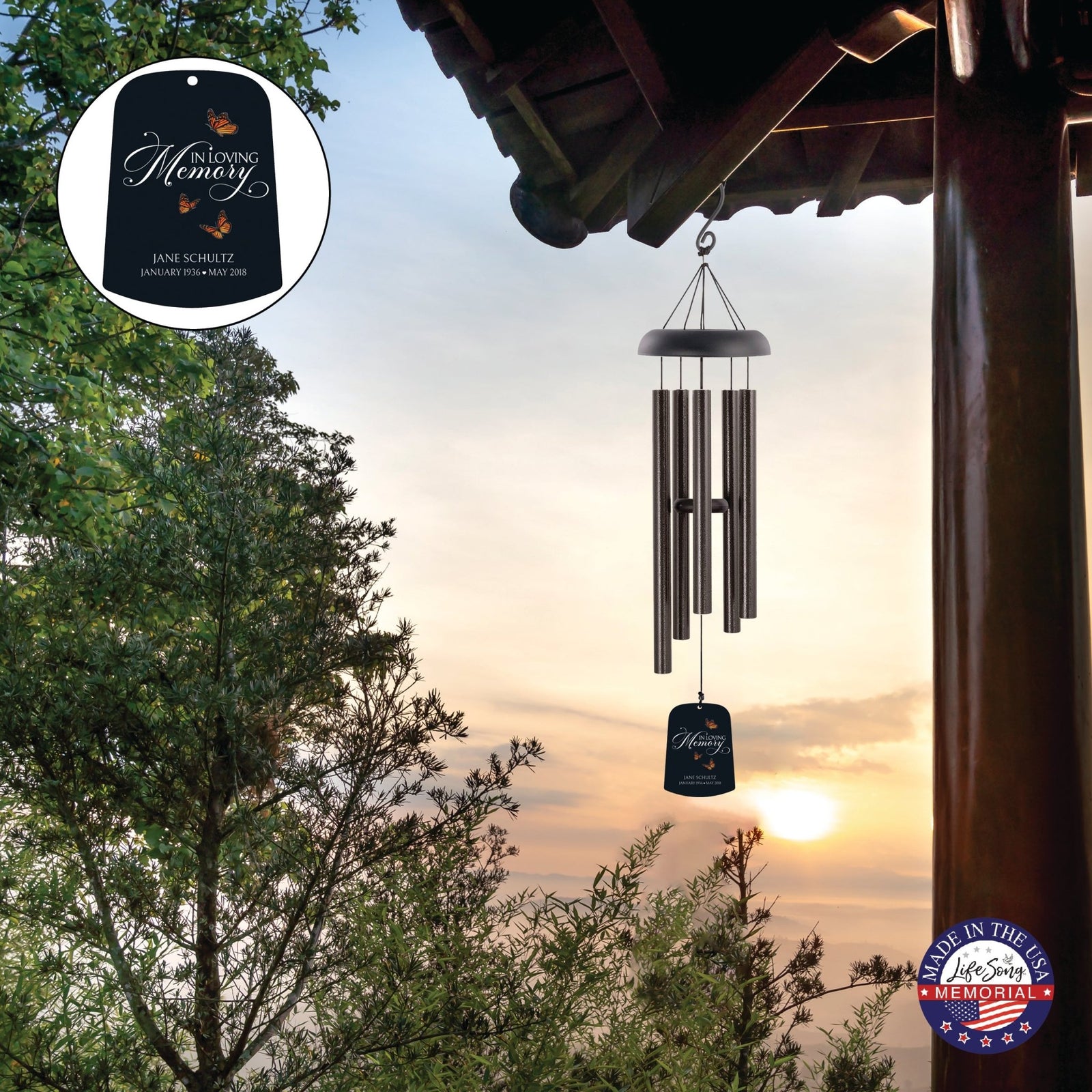 Personalized Memorial Wind Chime Sail Sympathy Gift - In Loving Memory - LifeSong Milestones