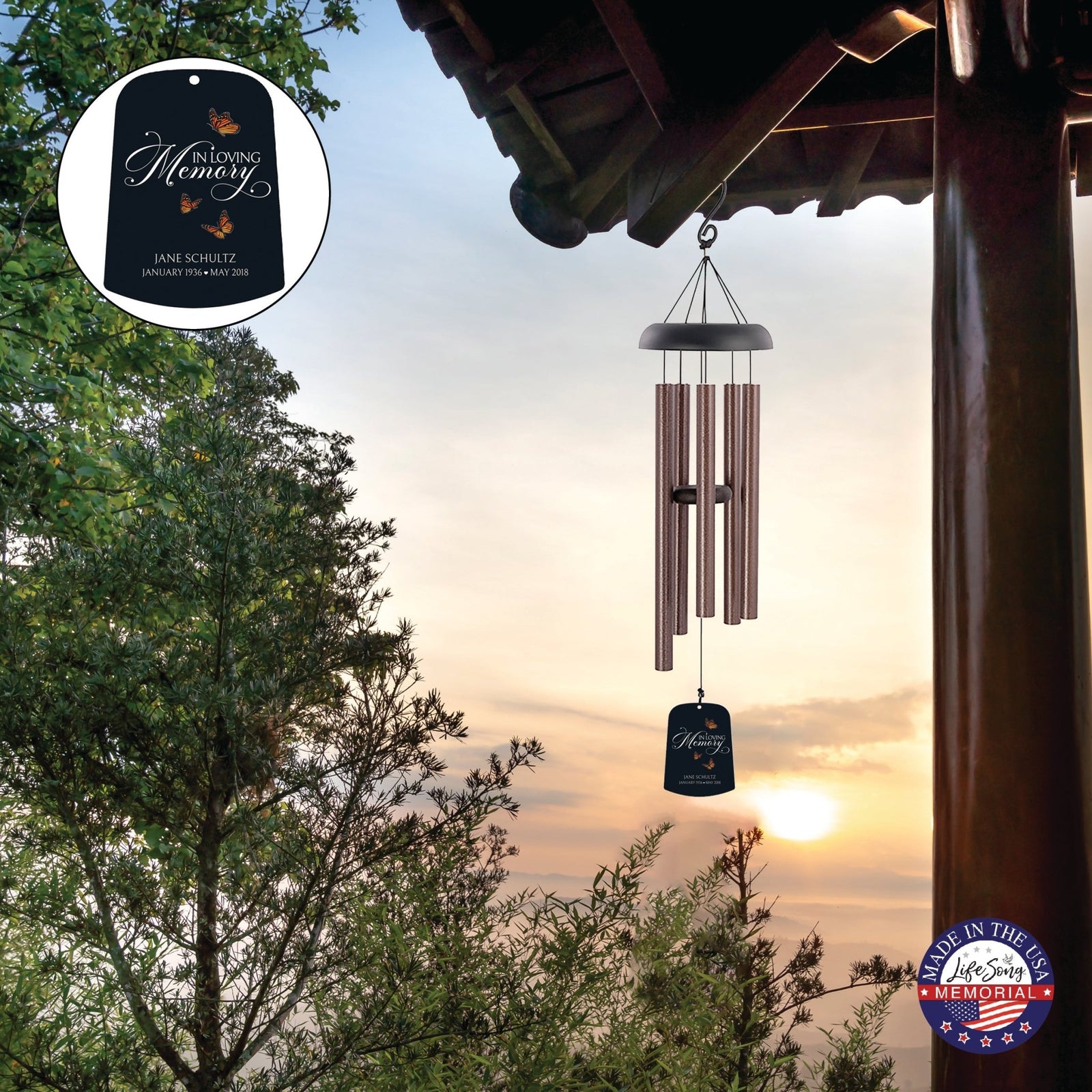 Personalized Memorial Wind Chime Sail Sympathy Gift - In Loving Memory - LifeSong Milestones