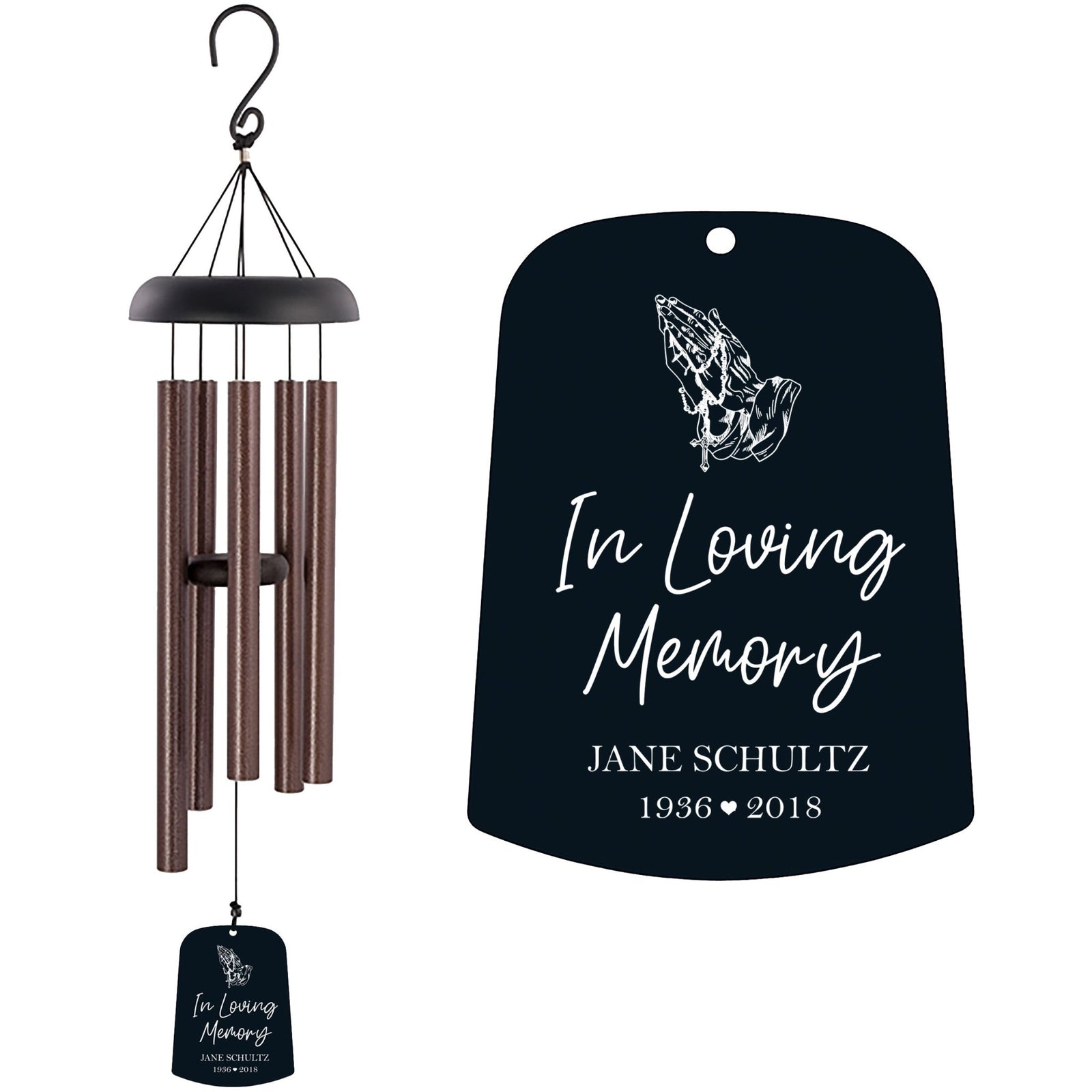 Personalized Memorial Wind Chime Sail Sympathy Gift - In Loving Memory (rosary) - LifeSong Milestones