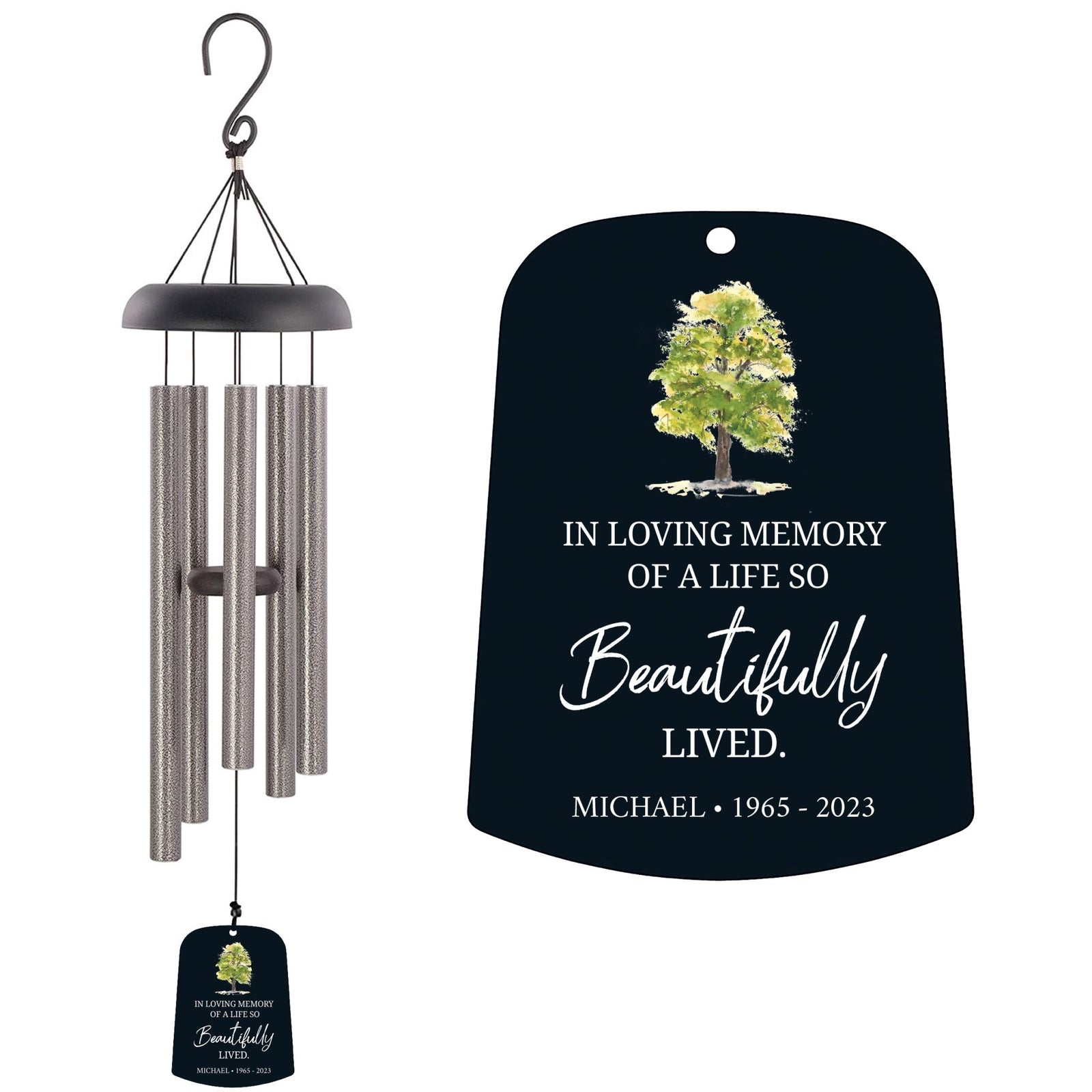 Personalized Memorial Wind Chime Sail Sympathy Gift - In Loving Memory (tree) - LifeSong Milestones