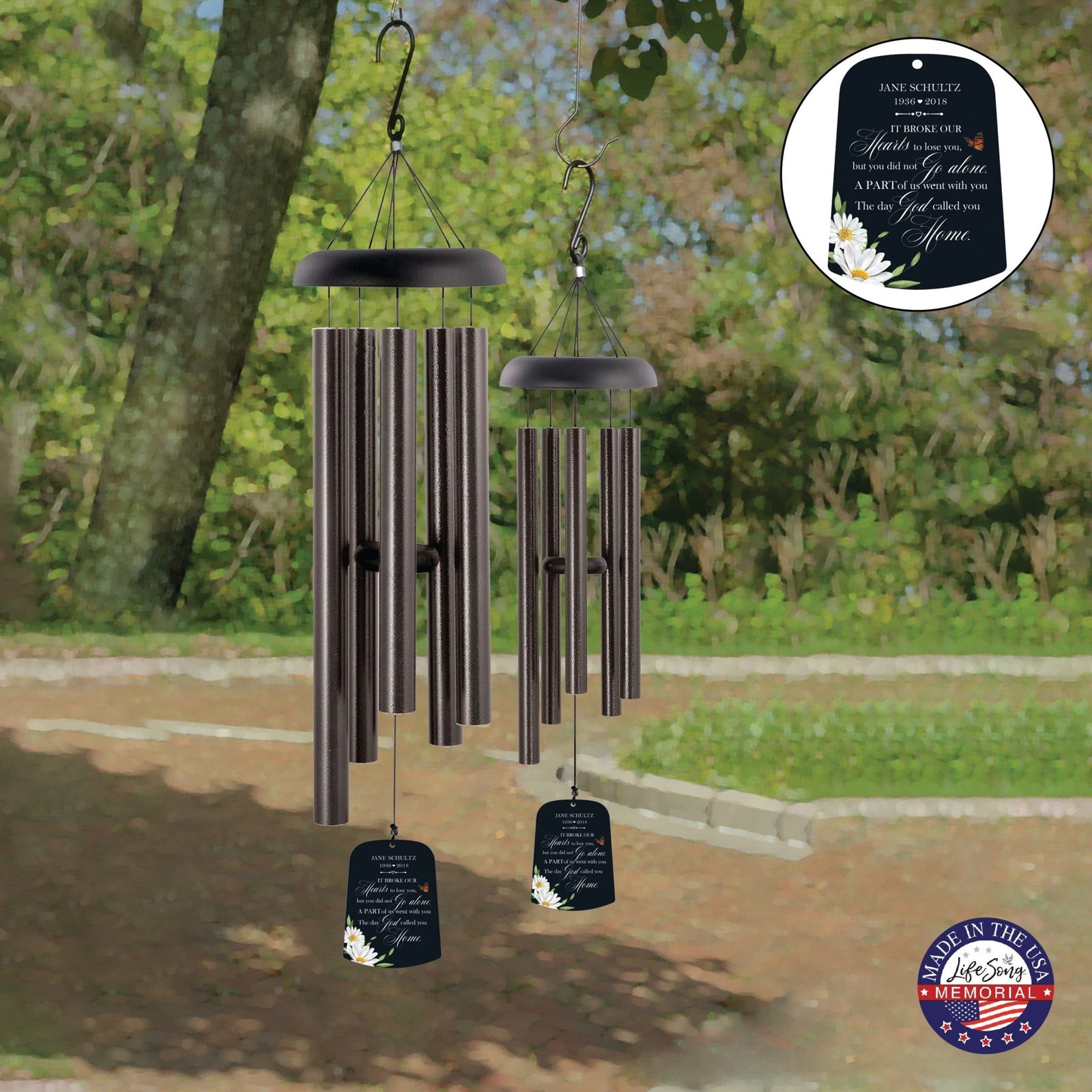 Personalized Memorial Wind Chime Sail Sympathy Gift - It Broke Our Hearts - LifeSong Milestones