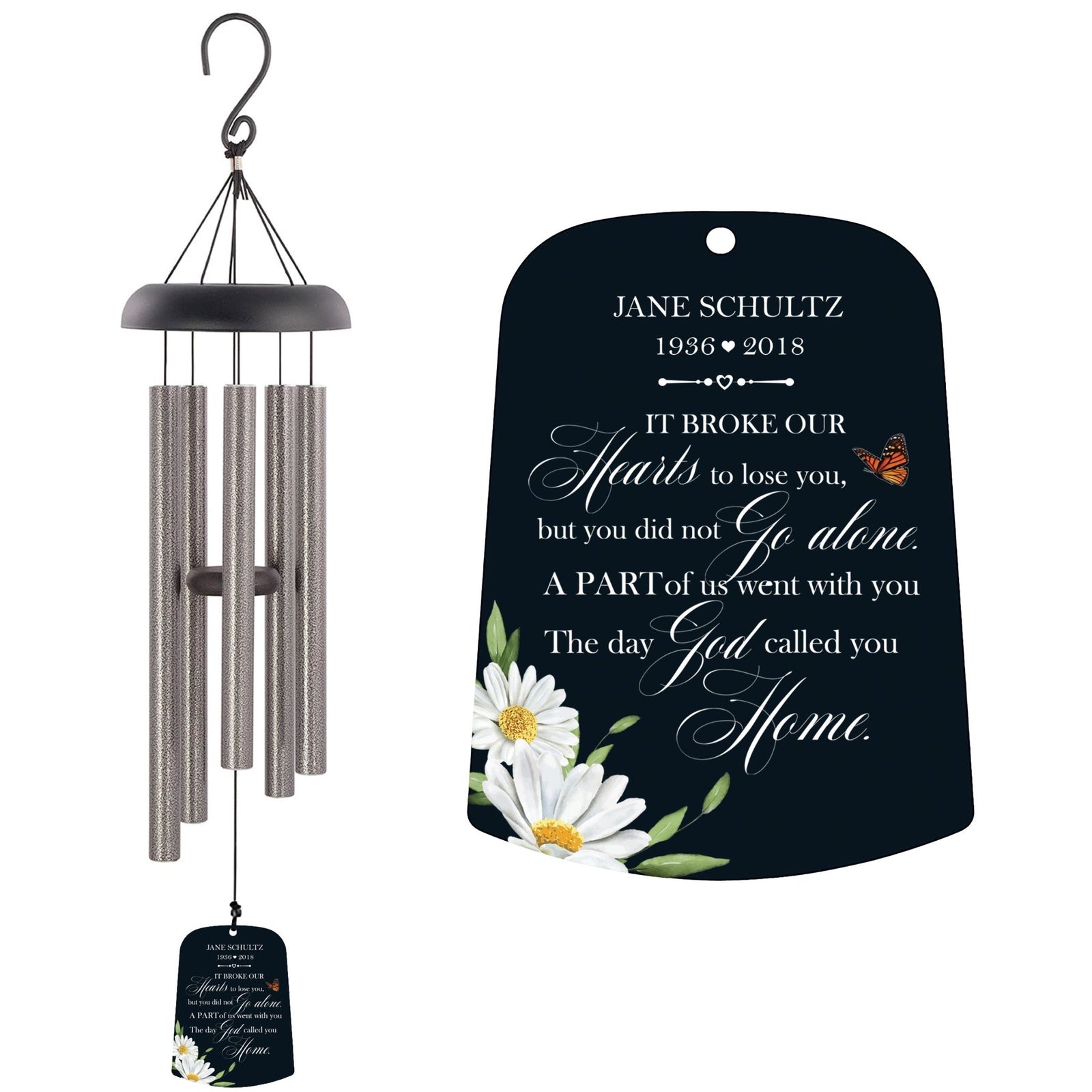 Personalized Memorial Wind Chime Sail Sympathy Gift - It Broke Our Hearts - LifeSong Milestones