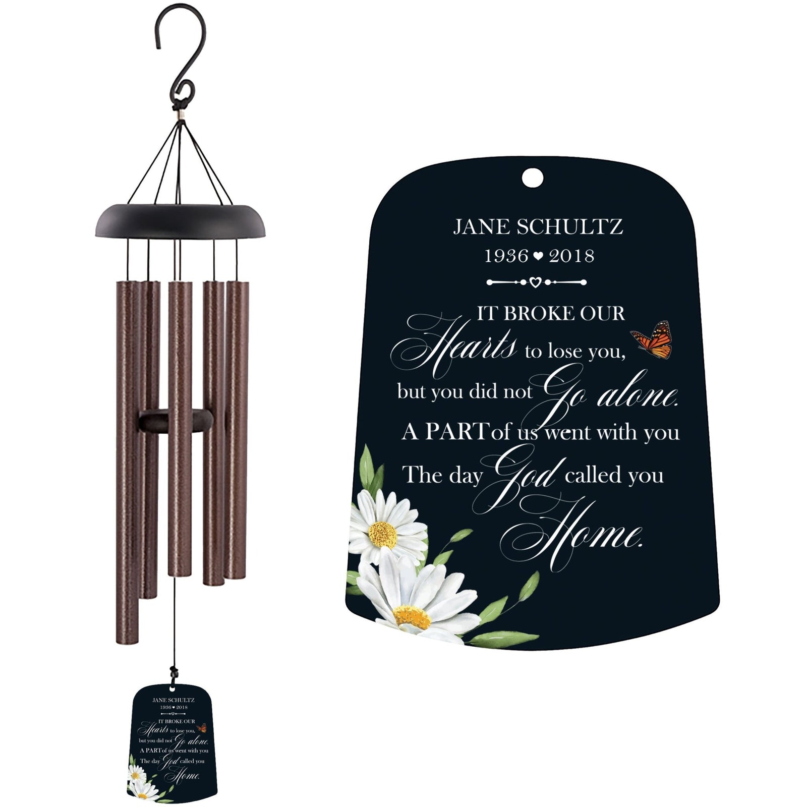 Personalized Memorial Wind Chime Sail Sympathy Gift - It Broke Our Hearts - LifeSong Milestones