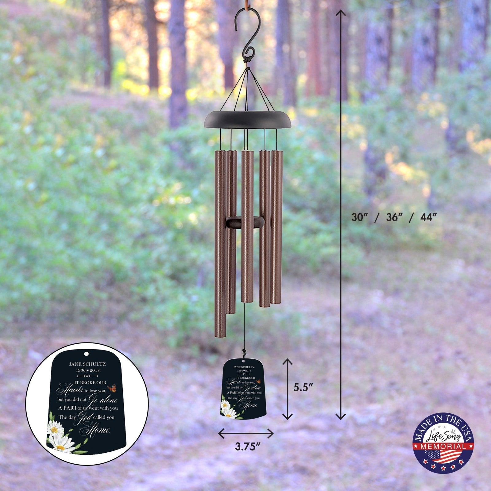 Personalized Memorial Wind Chime Sail Sympathy Gift - It Broke Our Hearts - LifeSong Milestones
