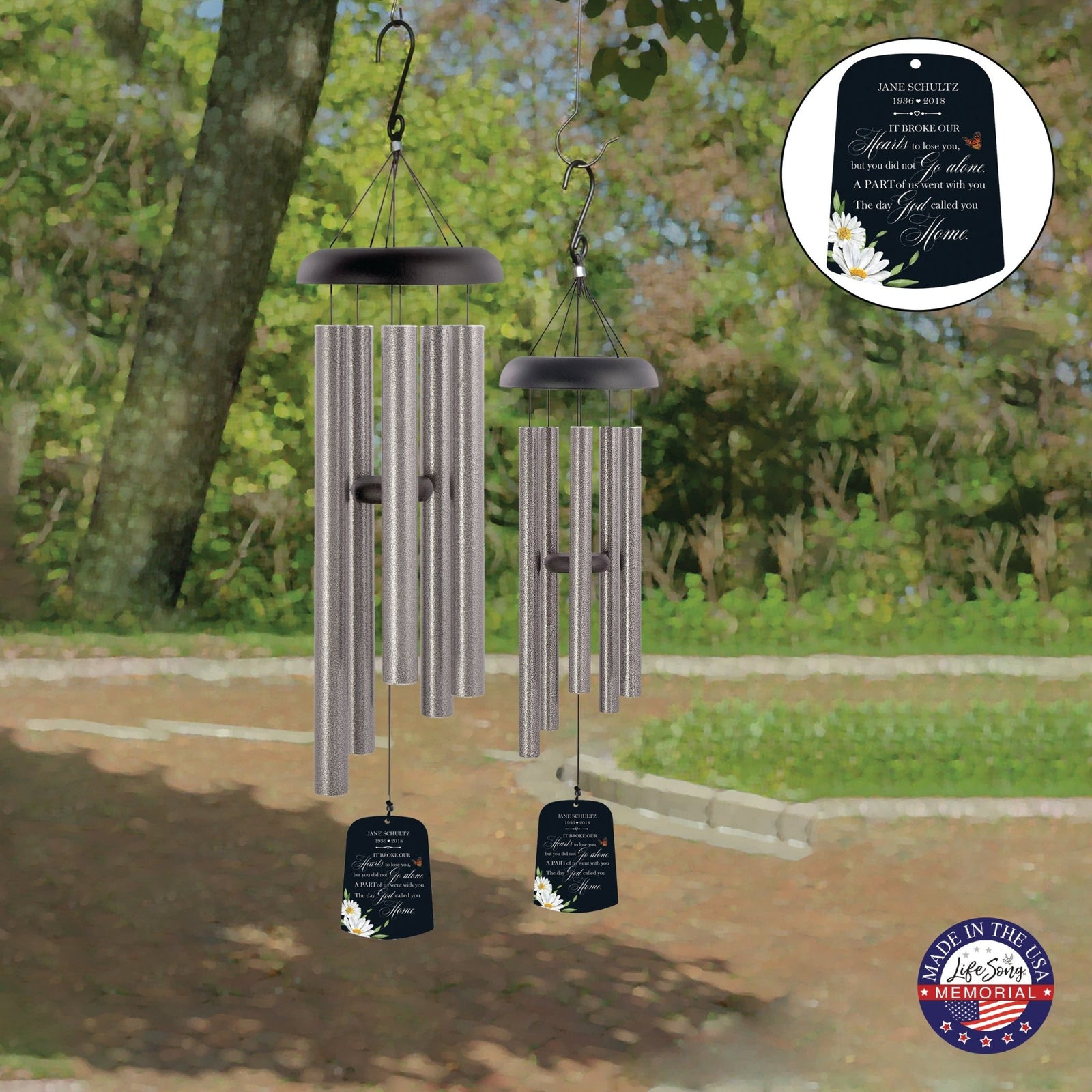 Personalized Memorial Wind Chime Sail Sympathy Gift - It Broke Our Hearts - LifeSong Milestones