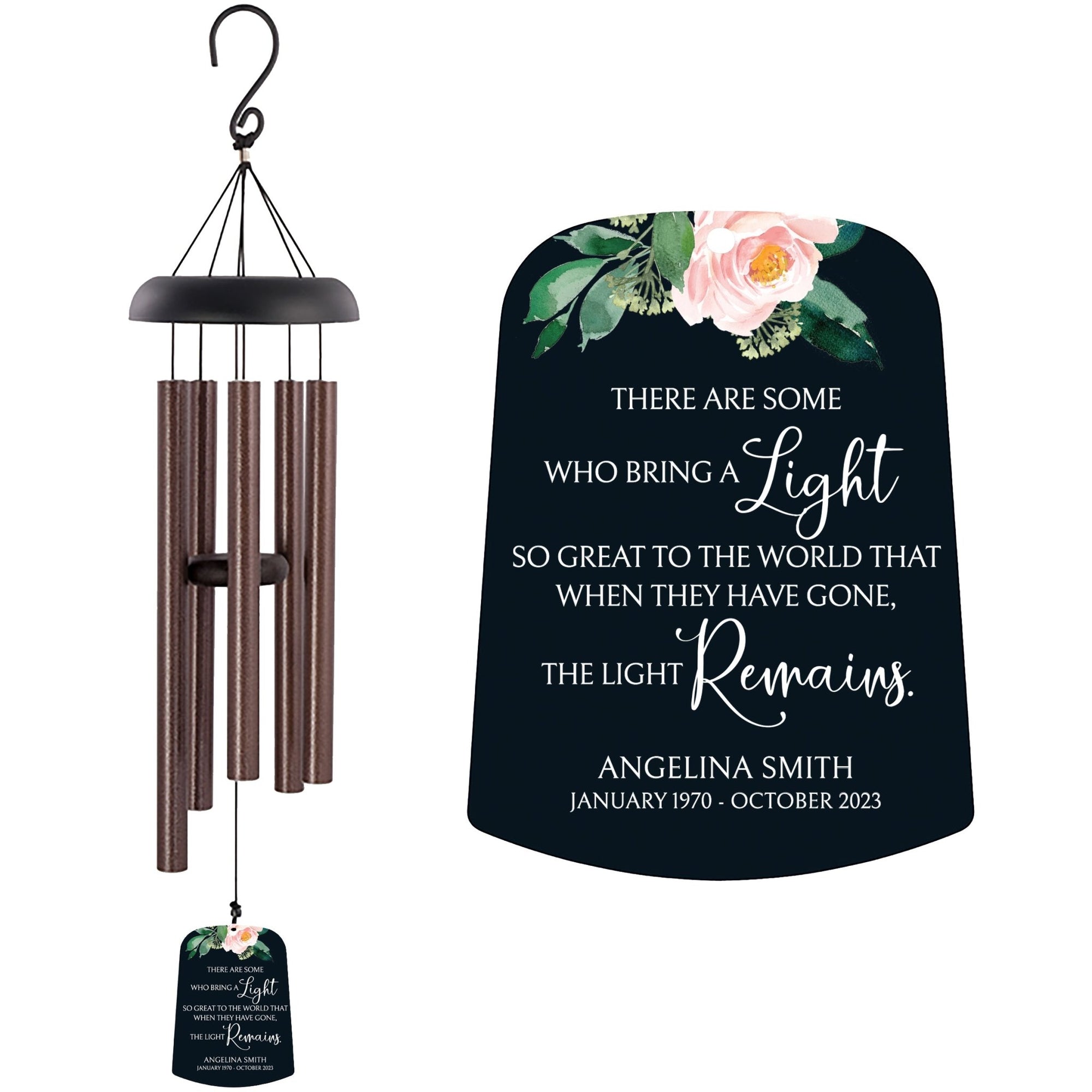 Personalized Memorial Wind Chime Sail Sympathy Gift - The Light Remains - LifeSong Milestones