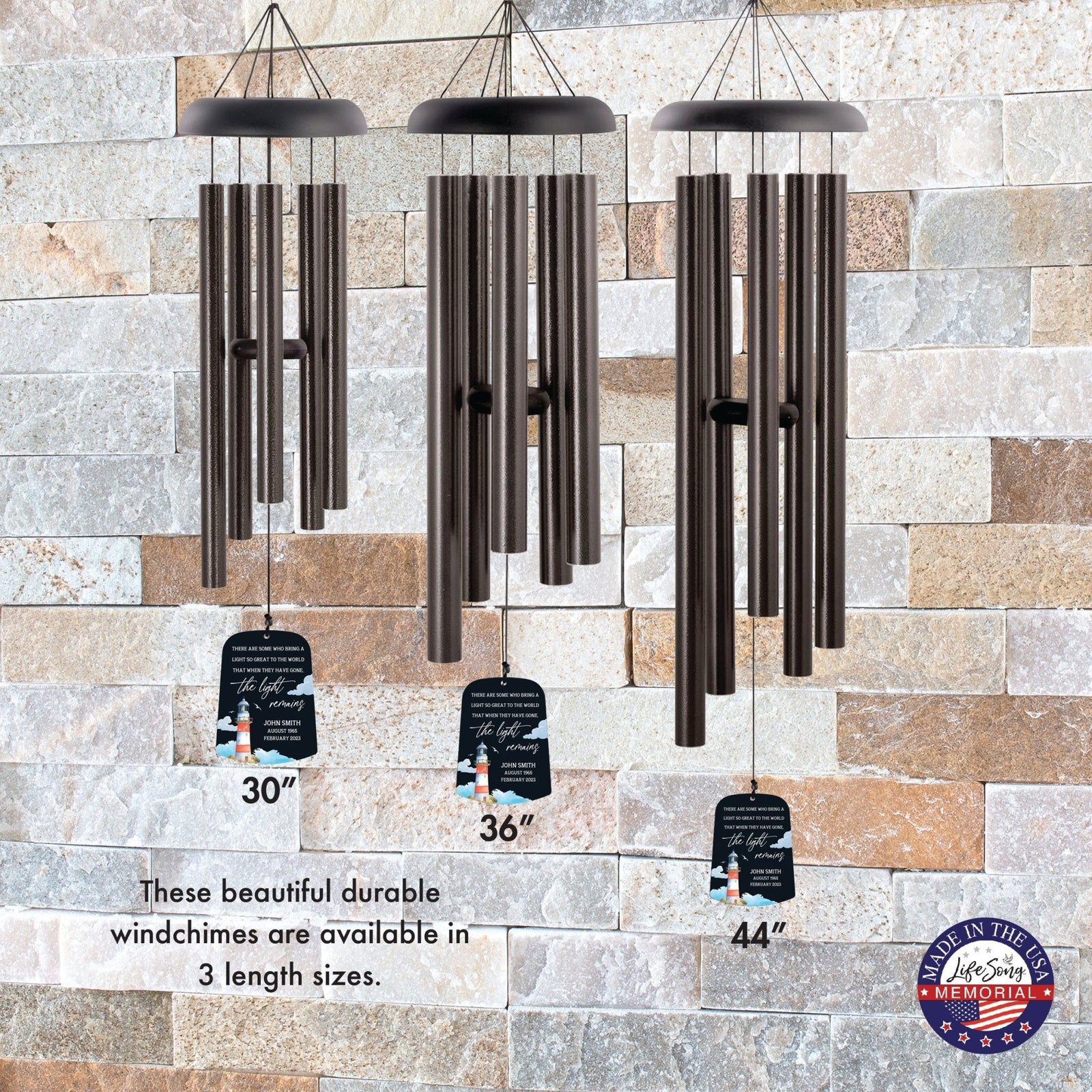 Personalized Memorial Wind Chime Sail Sympathy Gift - The Light Remains (lighthouse) - LifeSong Milestones