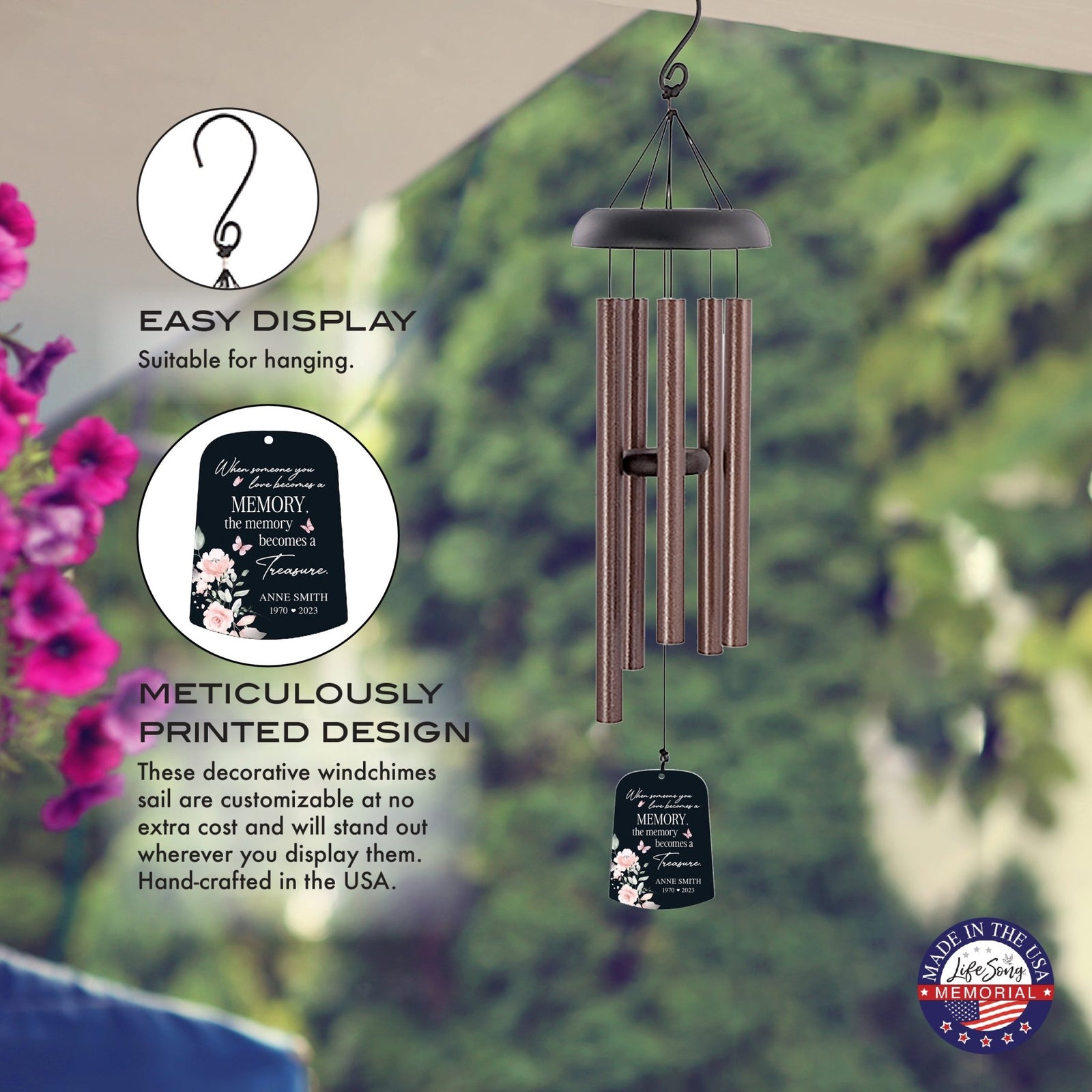 Personalized Memorial Wind Chime Sail Sympathy Gift - When Someone You Love - LifeSong Milestones