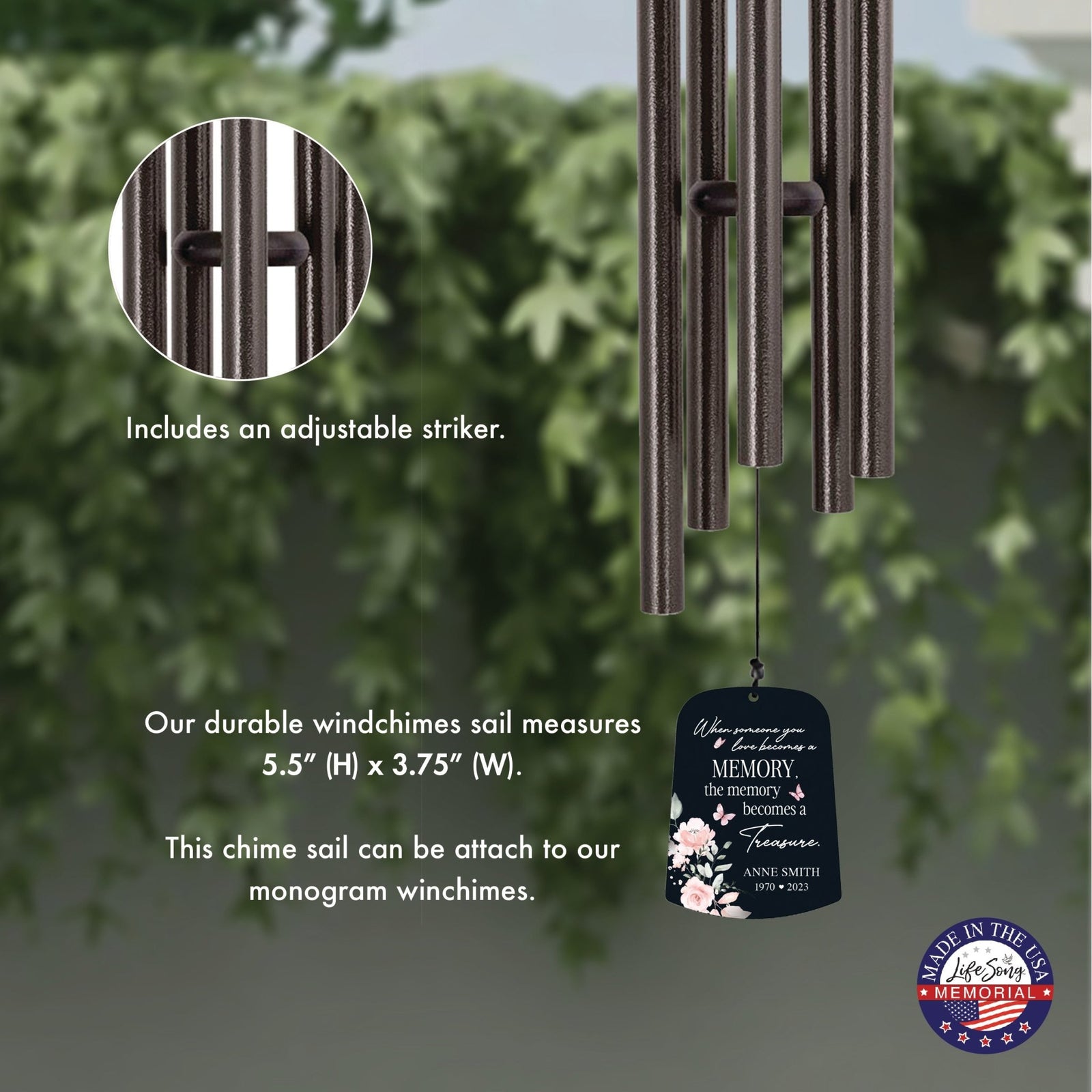 Personalized Memorial Wind Chime Sail Sympathy Gift - When Someone You Love - LifeSong Milestones