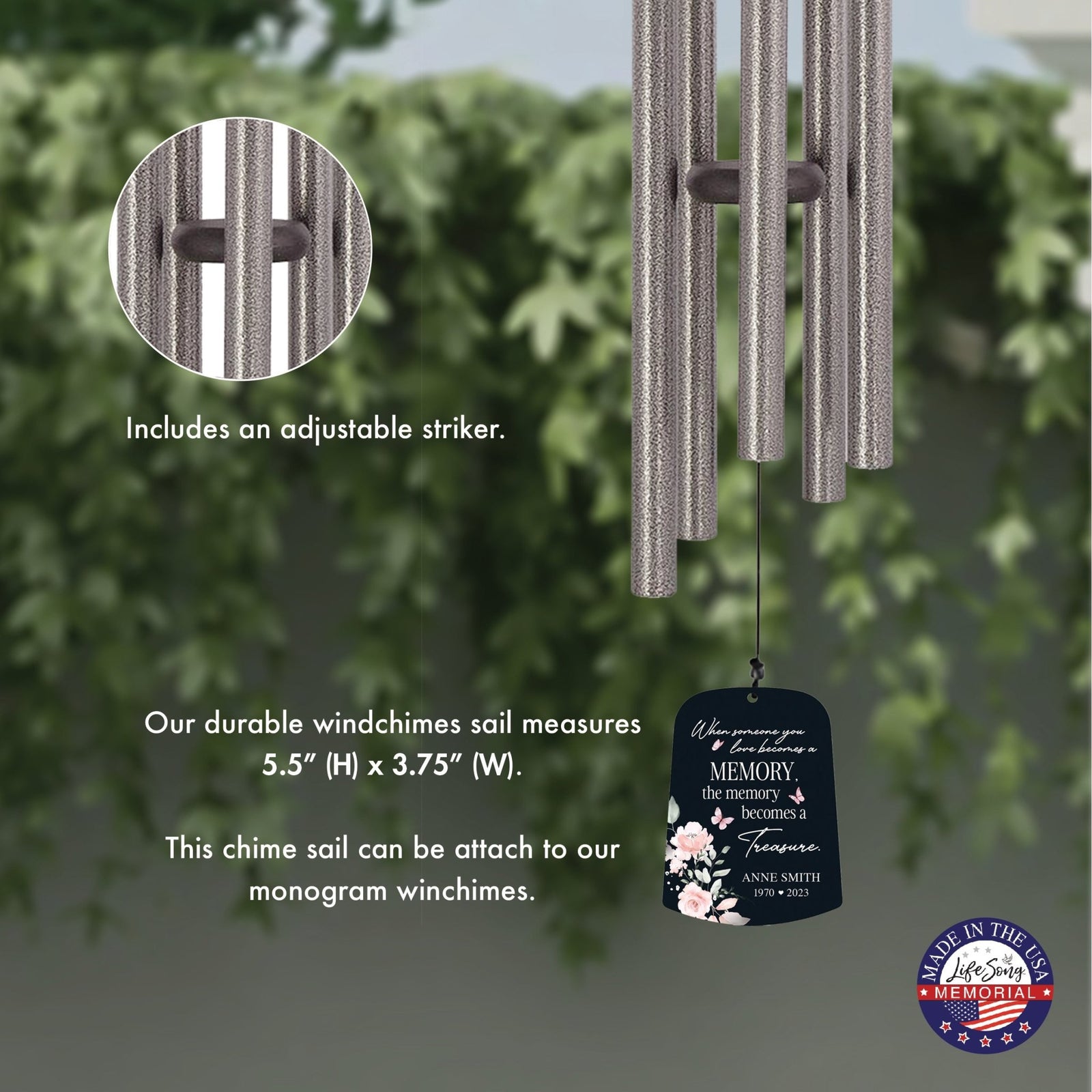 Personalized Memorial Wind Chime Sail Sympathy Gift - When Someone You Love - LifeSong Milestones
