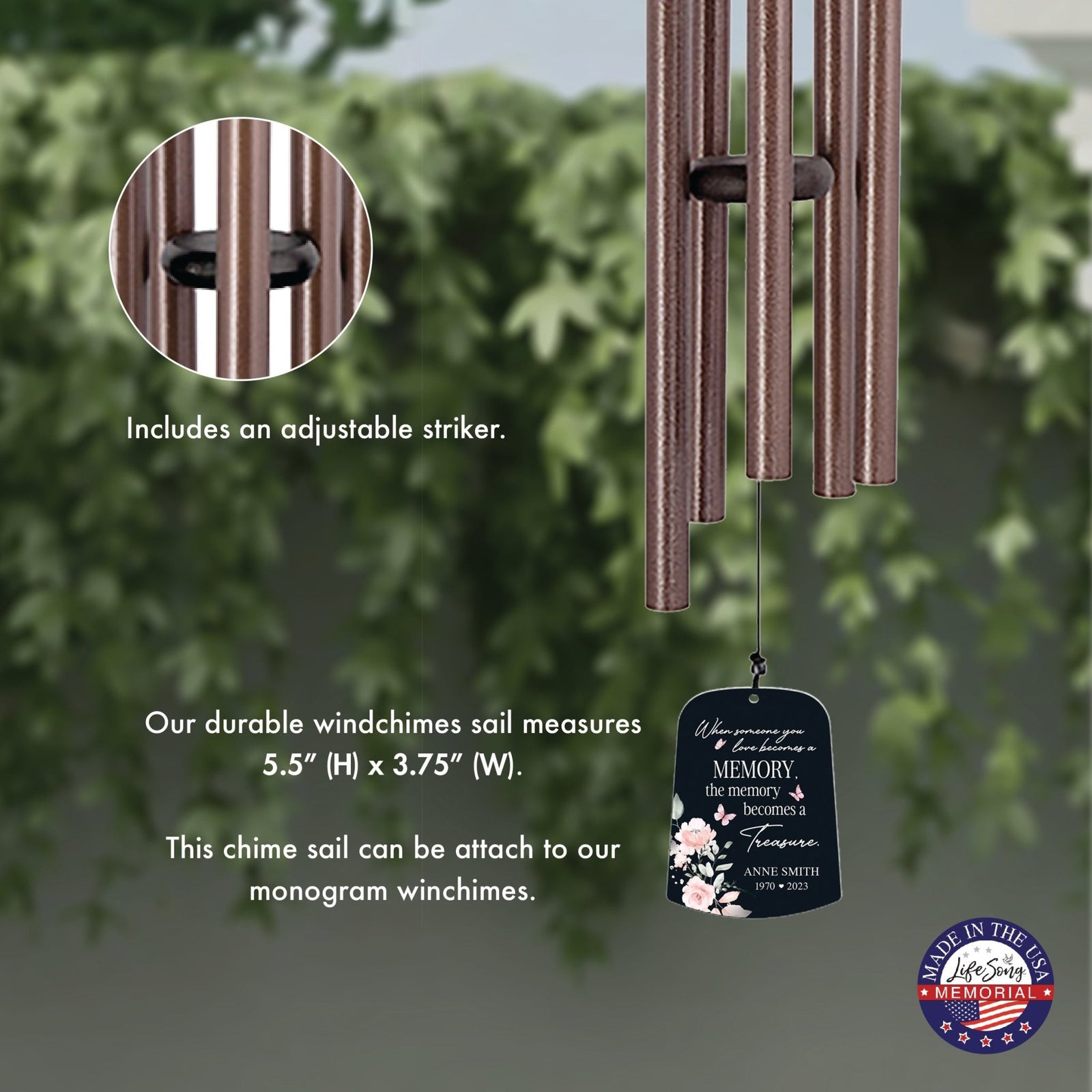 Personalized Memorial Wind Chime Sail Sympathy Gift - When Someone You Love - LifeSong Milestones