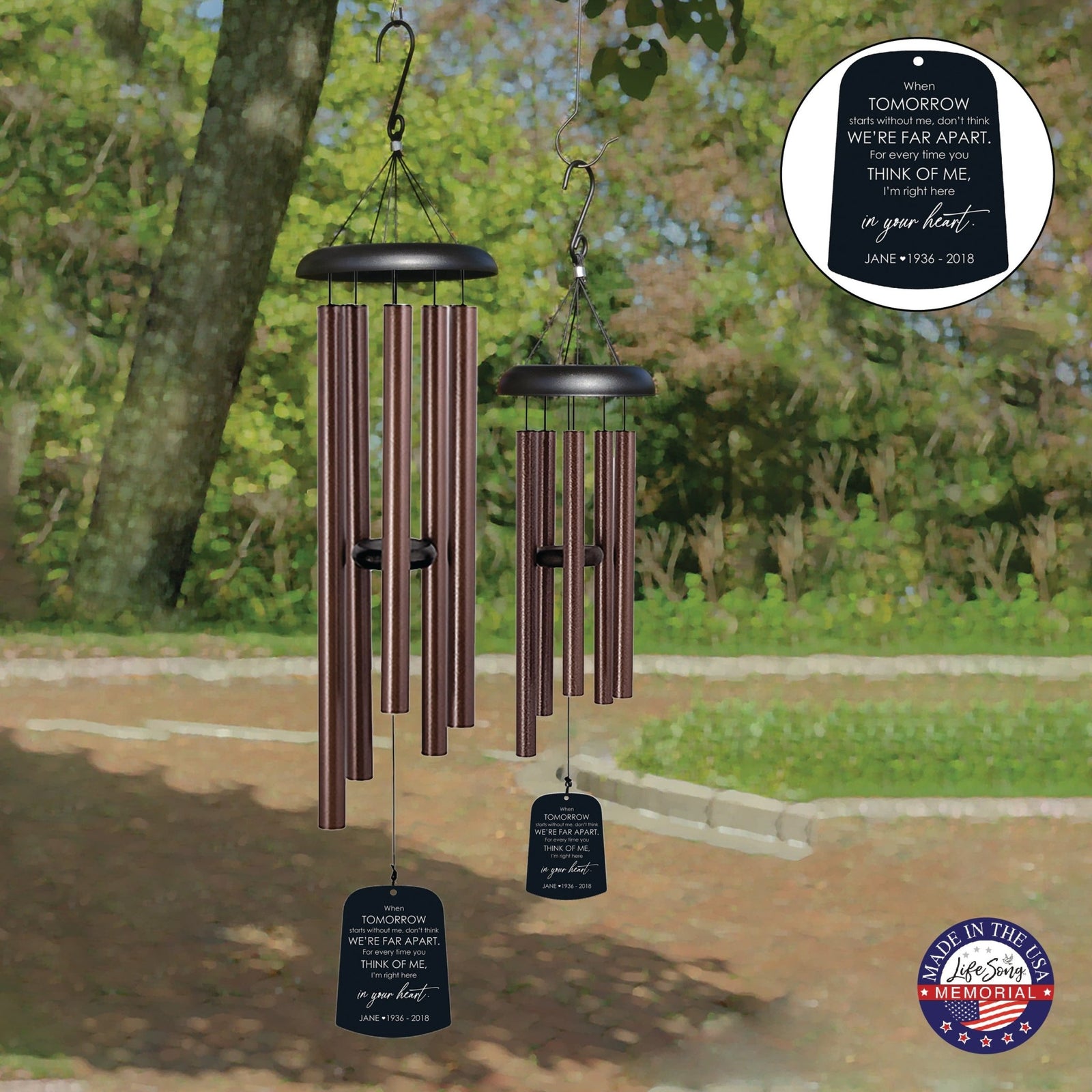 Personalized Memorial Wind Chime Sail Sympathy Gift - When Tomorrow Starts - LifeSong Milestones
