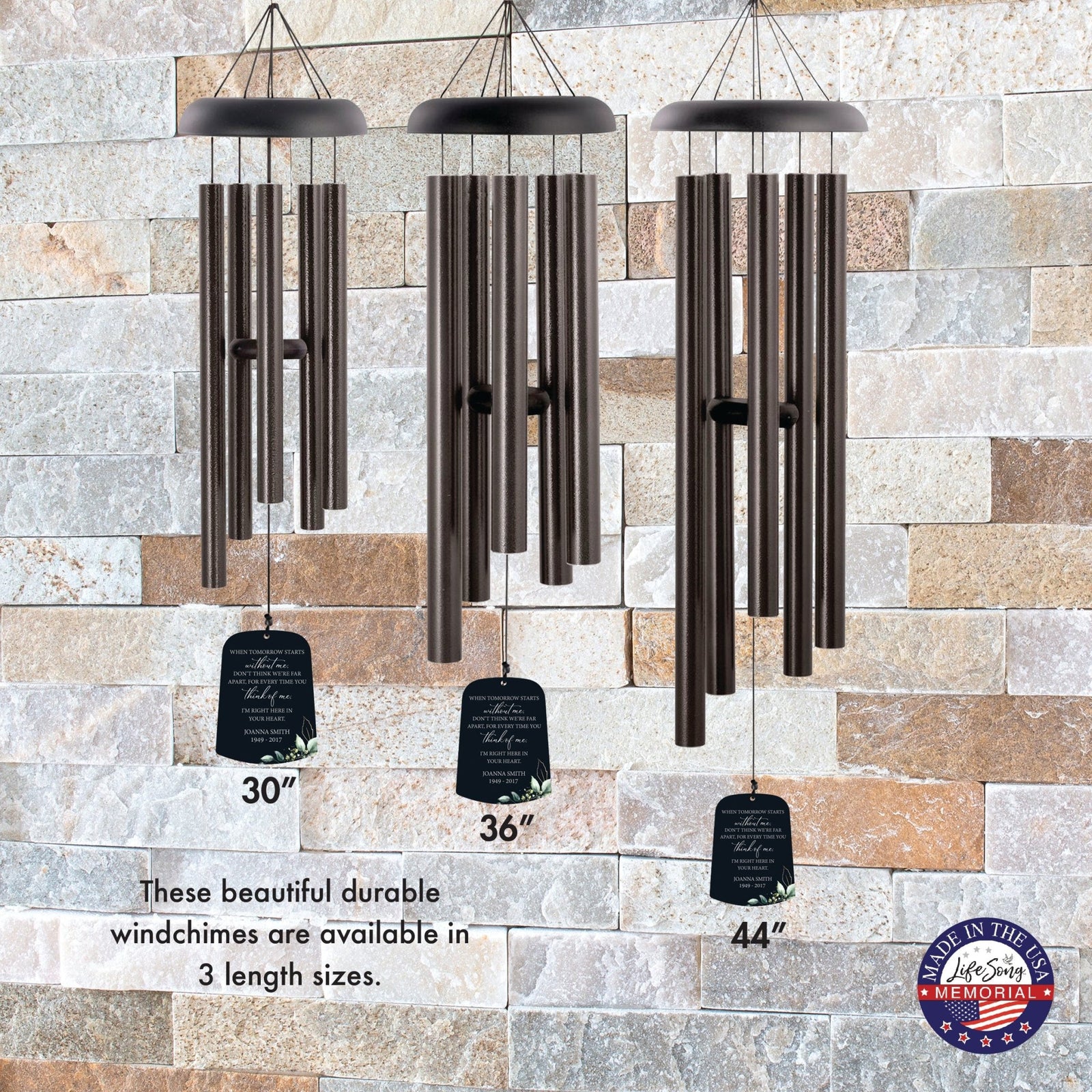 Personalized Memorial Wind Chime Sail Sympathy Gift - When Tomorrow Starts (leaves) - LifeSong Milestones