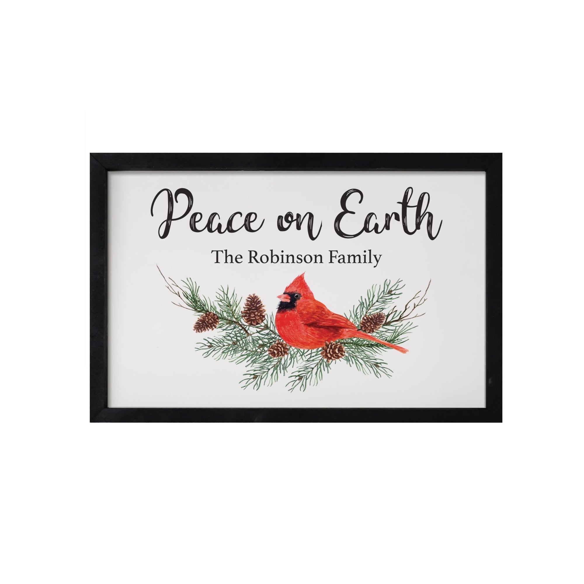 Personalized Merry Christmas Framed Shadow Box - Cardinal Peace - LifeSong Milestones