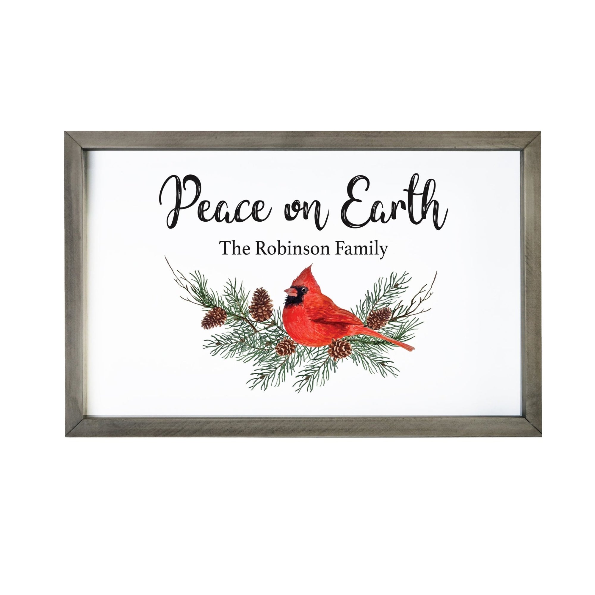 Personalized Merry Christmas Framed Shadow Box - Cardinal Peace - LifeSong Milestones