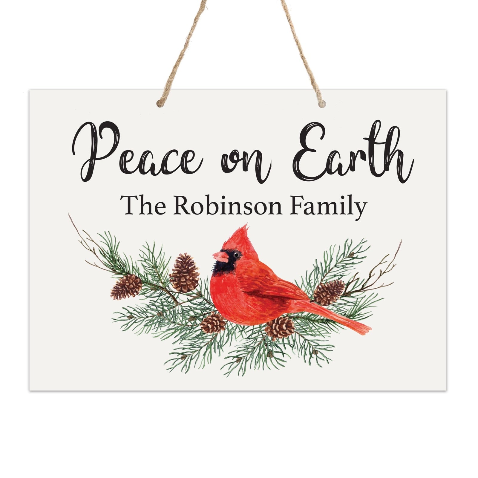 Personalized Merry Christmas Hanging Sign - Peace On Earth - LifeSong Milestones