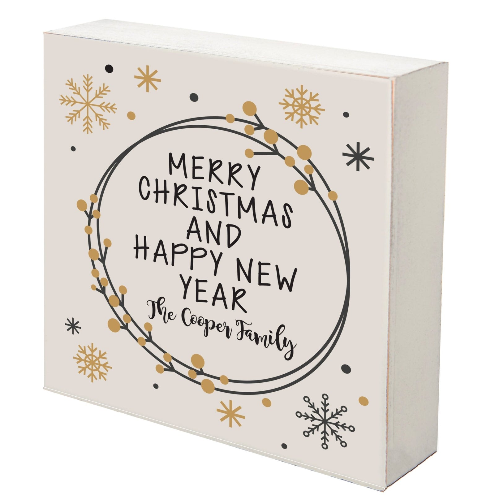 Personalized Merry Christmas Shadow Box - Black Gold Christmas - LifeSong Milestones