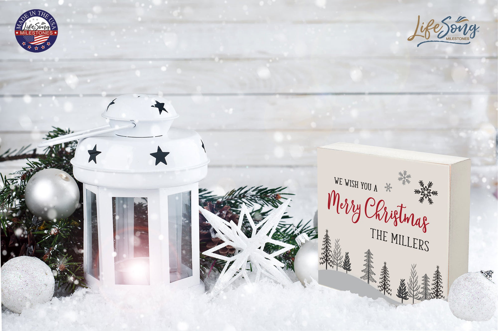 Personalized Merry Christmas Shadow Box - We Wish You - LifeSong Milestones