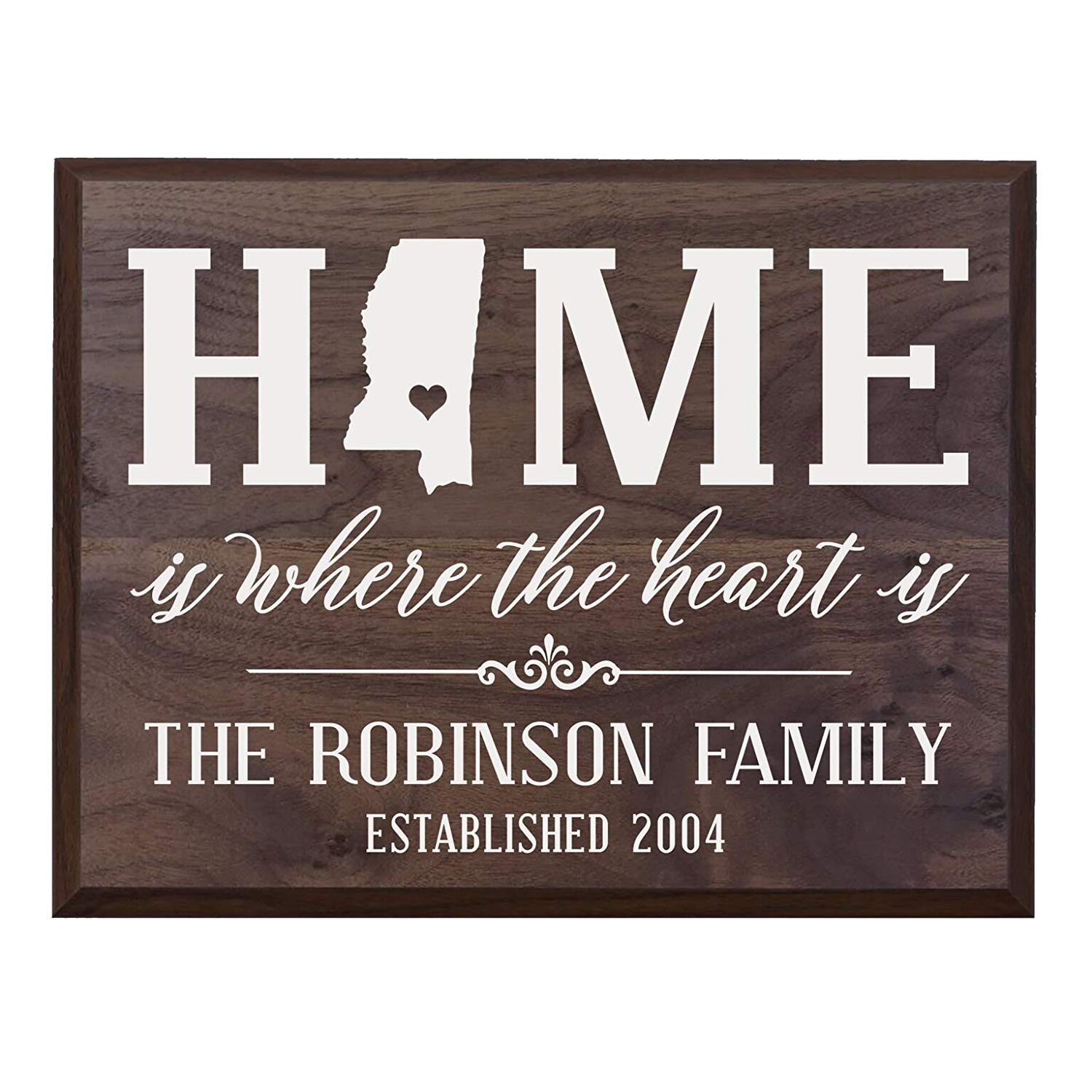 Personalized Mississippi State Home is Where the heart is Sign - LifeSong Milestones
