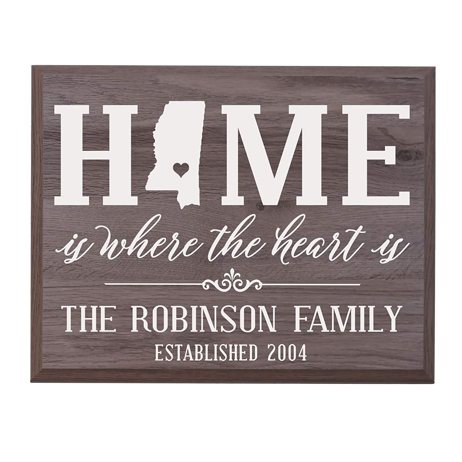 Personalized Mississippi State Home is Where the heart is Sign - LifeSong Milestones