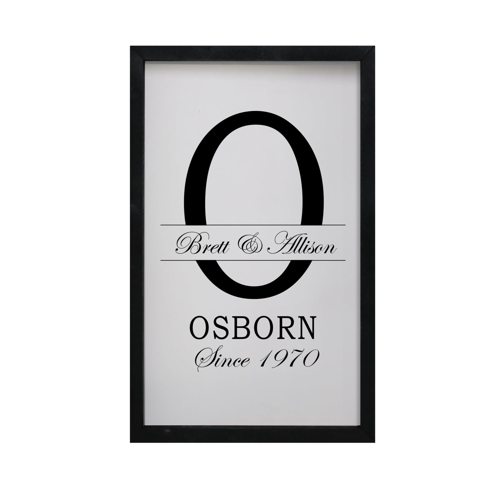 Personalized Modern 12x18in Monogram Letter O - Framed Shadow Box Family Sign Home Décor Wall Art Plaque - LifeSong Milestones