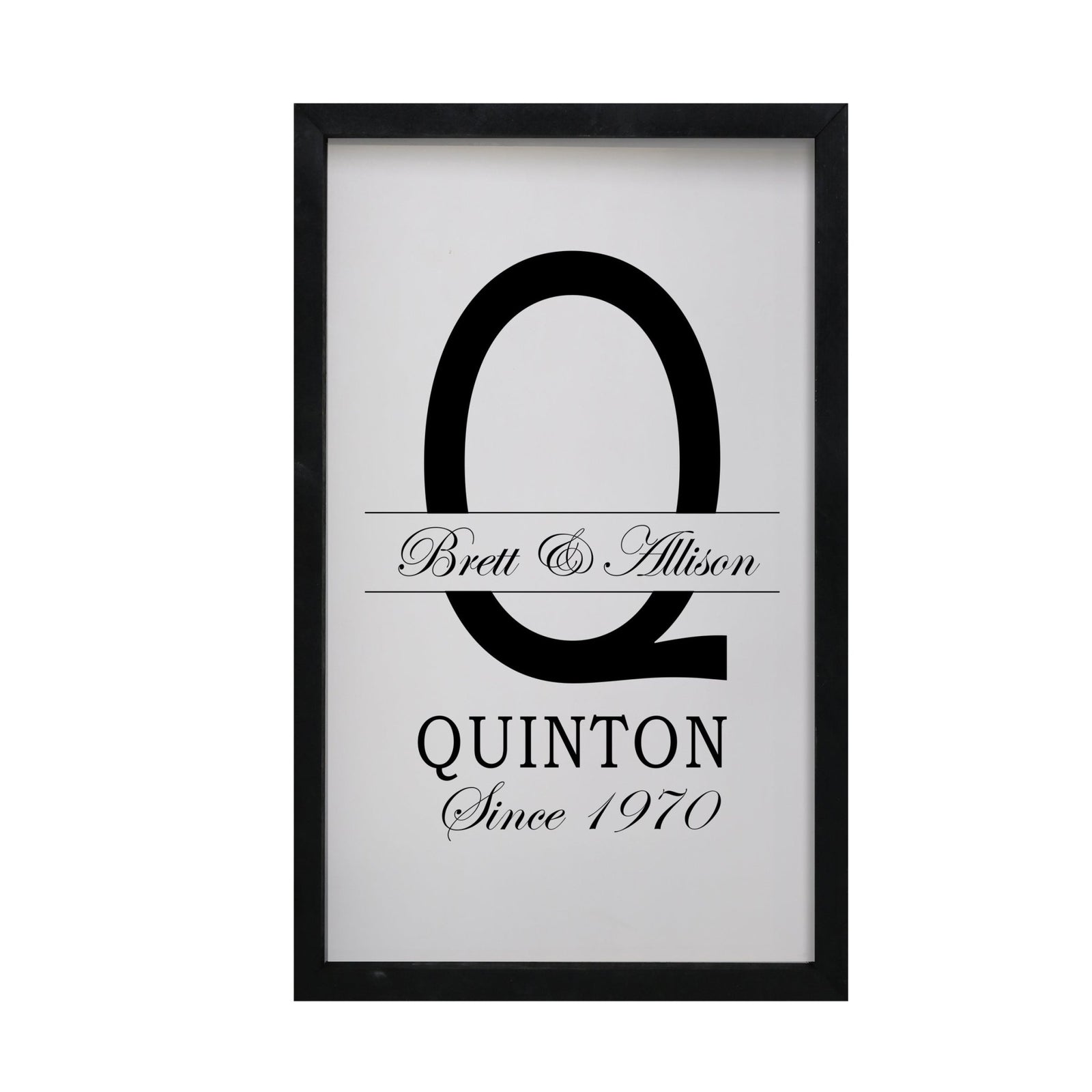 Personalized Modern 12x18in Monogram Letter Q - Framed Shadow Box Family Sign Home Décor Wall Art Plaque - LifeSong Milestones