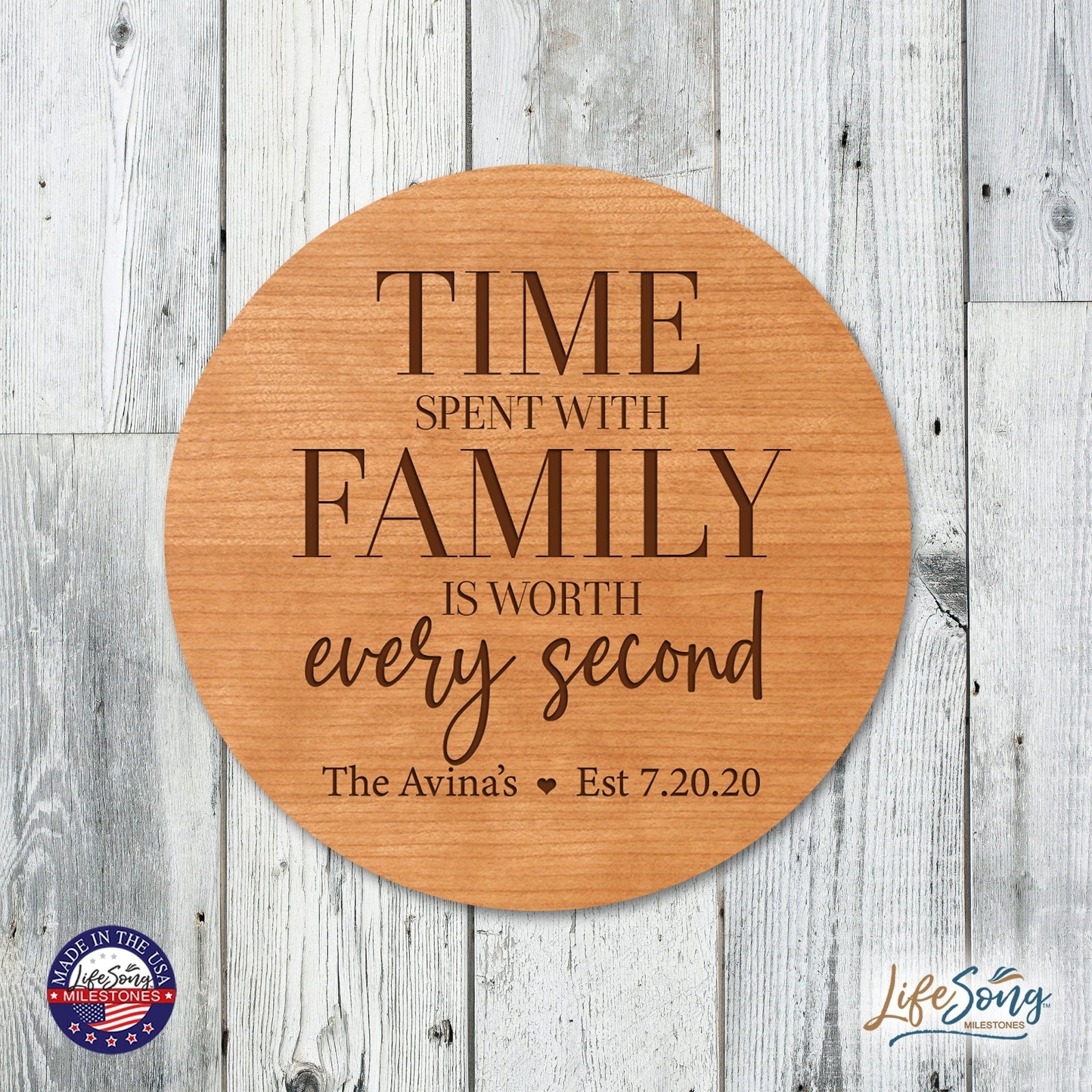 Personalized Modern Inspirational Family and Home Lazy Susan Turntable 12x12 - LifeSong Milestones