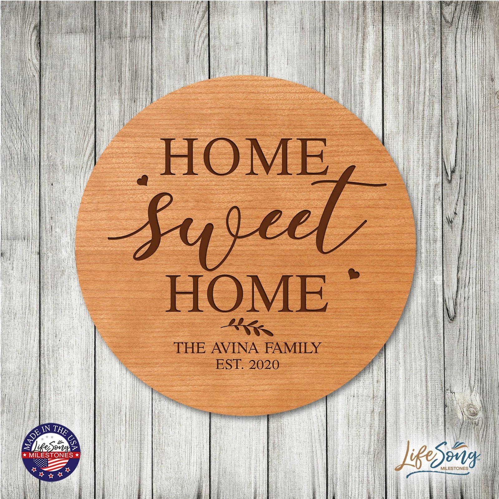 Personalized Modern Inspirational Family and Home Lazy Susan Turntable 12x12 - LifeSong Milestones