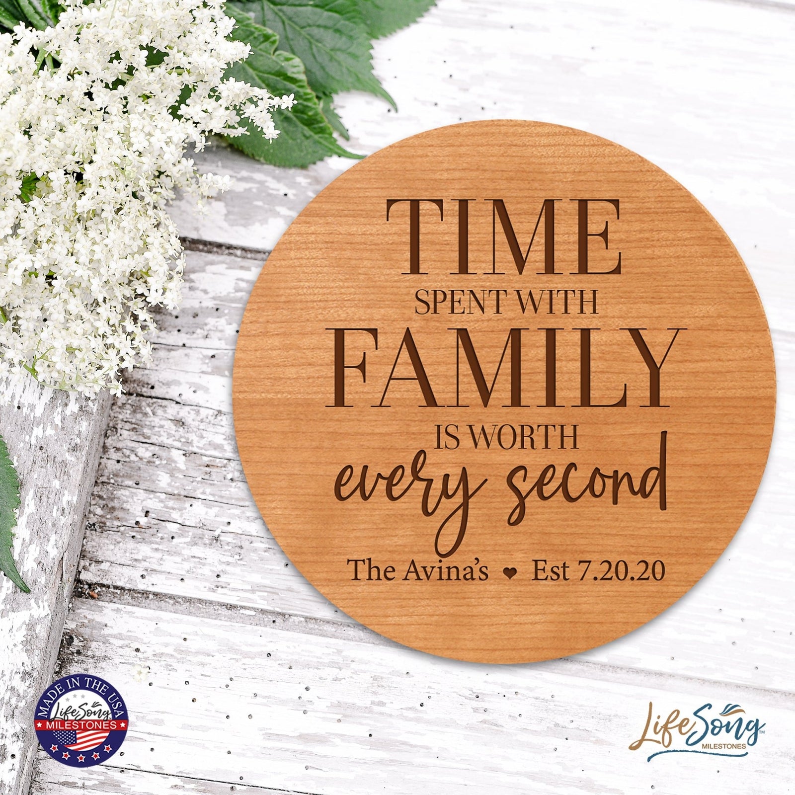 Personalized Modern Inspirational Family and Home Lazy Susan Turntable 12x12 - LifeSong Milestones