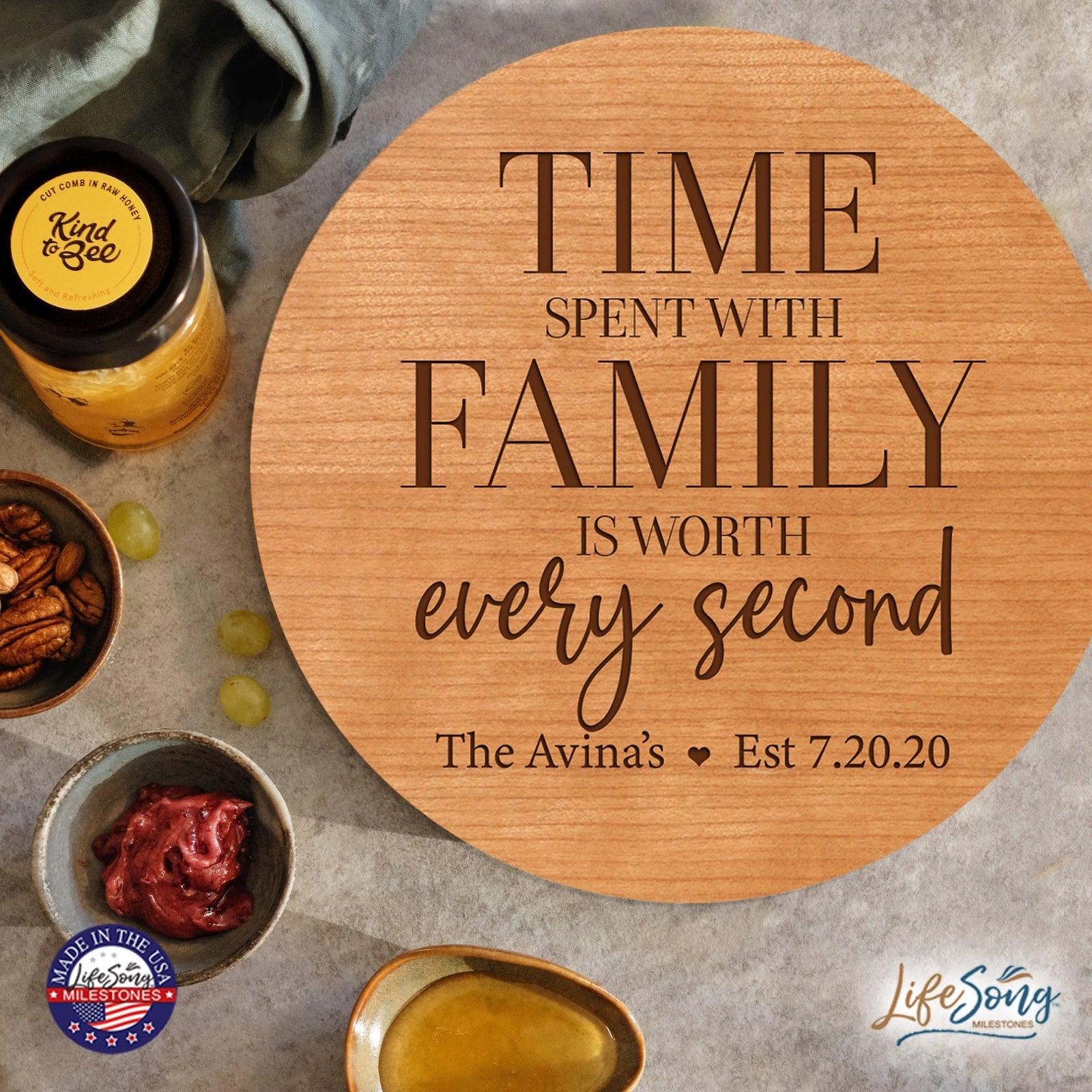 Personalized Modern Inspirational Family and Home Lazy Susan Turntable 12x12 - LifeSong Milestones