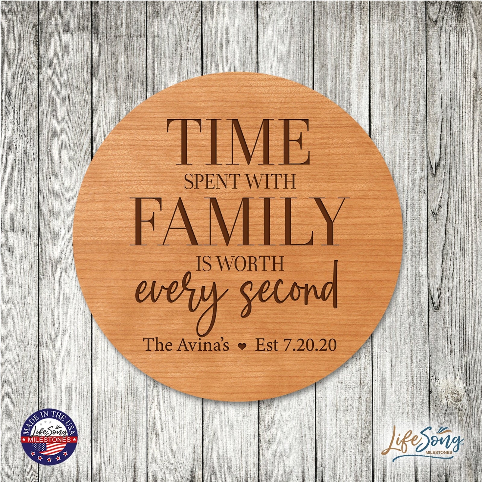 Personalized Modern Inspirational Family and Home Lazy Susan Turntable 12x12 - LifeSong Milestones