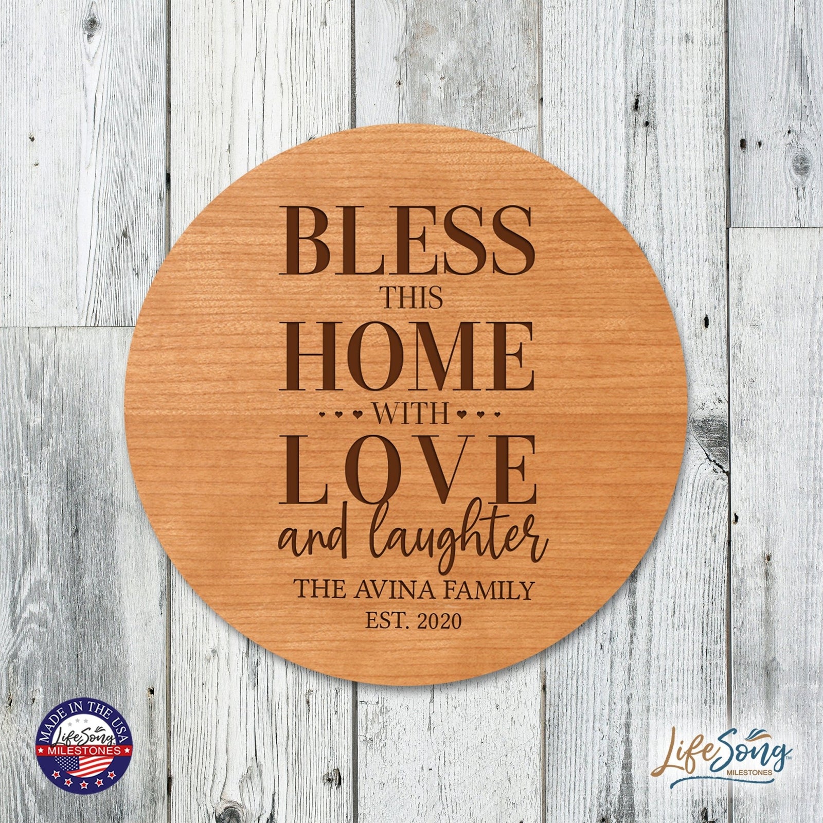 Personalized Modern Inspirational Family and Home Lazy Susan Turntable 12x12 - LifeSong Milestones