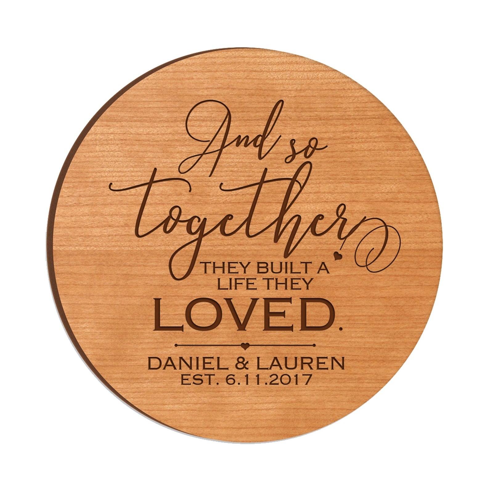 Personalized Modern Inspirational Family and Home Lazy Susan Turntable 12x12 - COUPLE - LifeSong Milestones