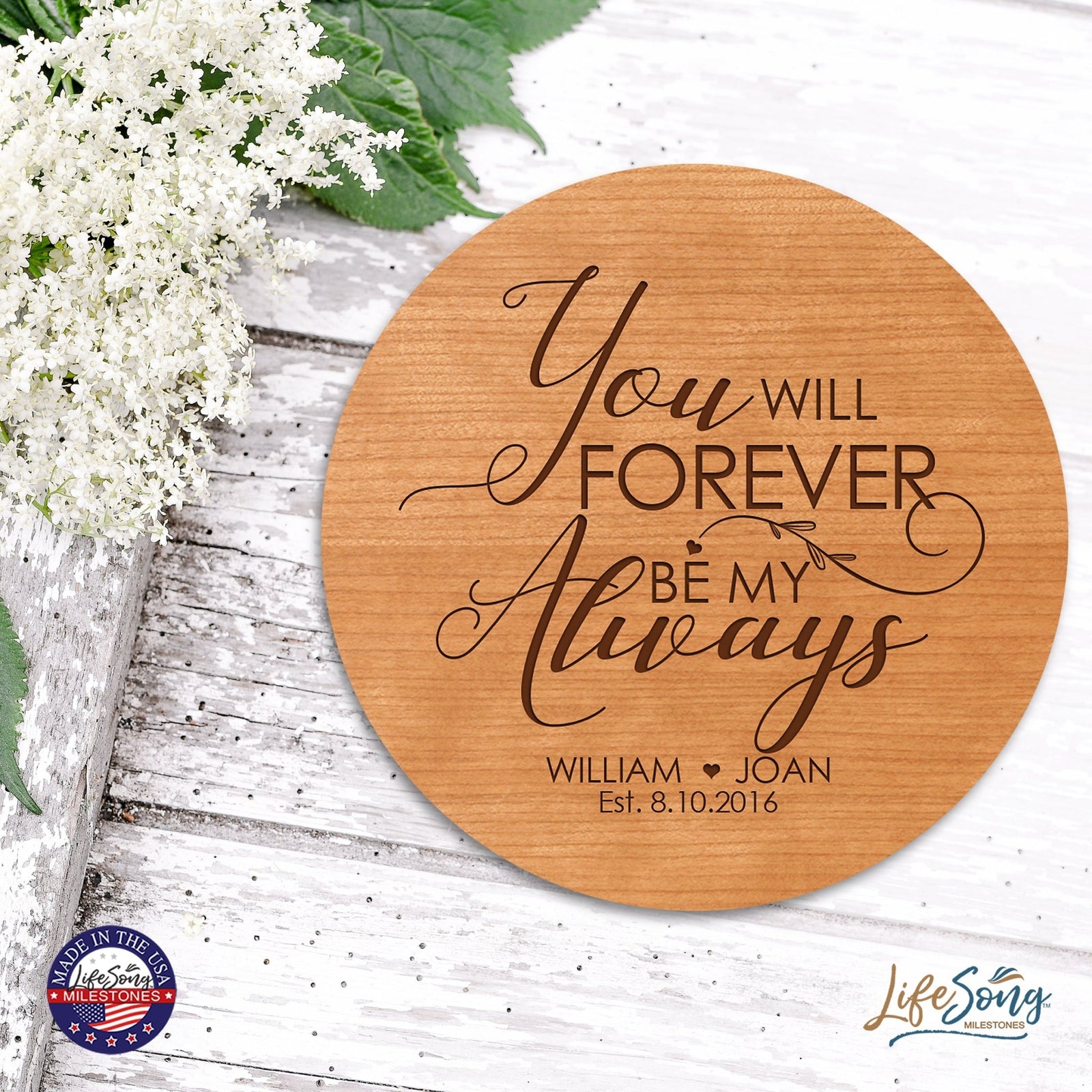 Personalized Modern Inspirational Family and Home Lazy Susan Turntable 12x12 - COUPLE - LifeSong Milestones