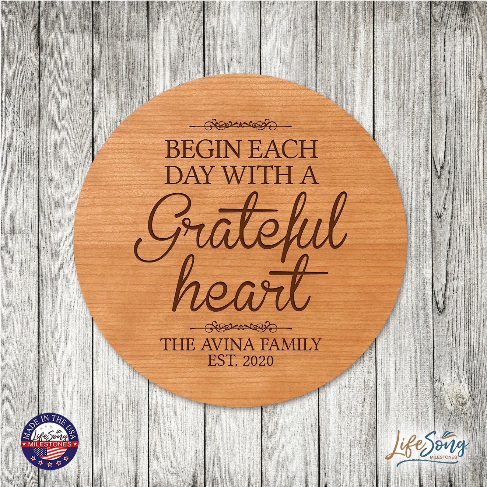 Personalized Modern Inspirational Family and Home Lazy Susan Turntable 12x12 - Family - LifeSong Milestones