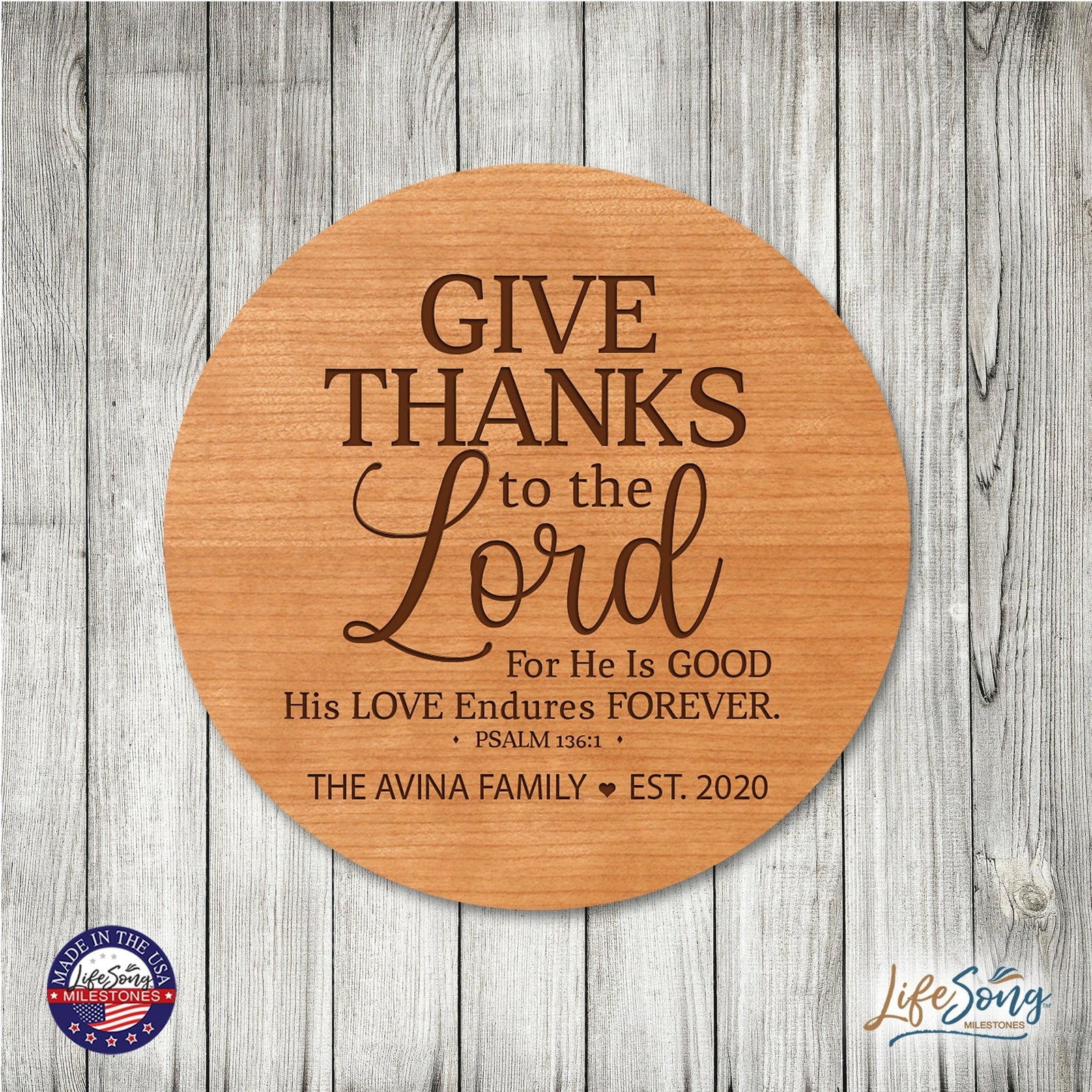 Personalized Modern Inspirational Family and Home Lazy Susan Turntable 12x12 - Family - LifeSong Milestones